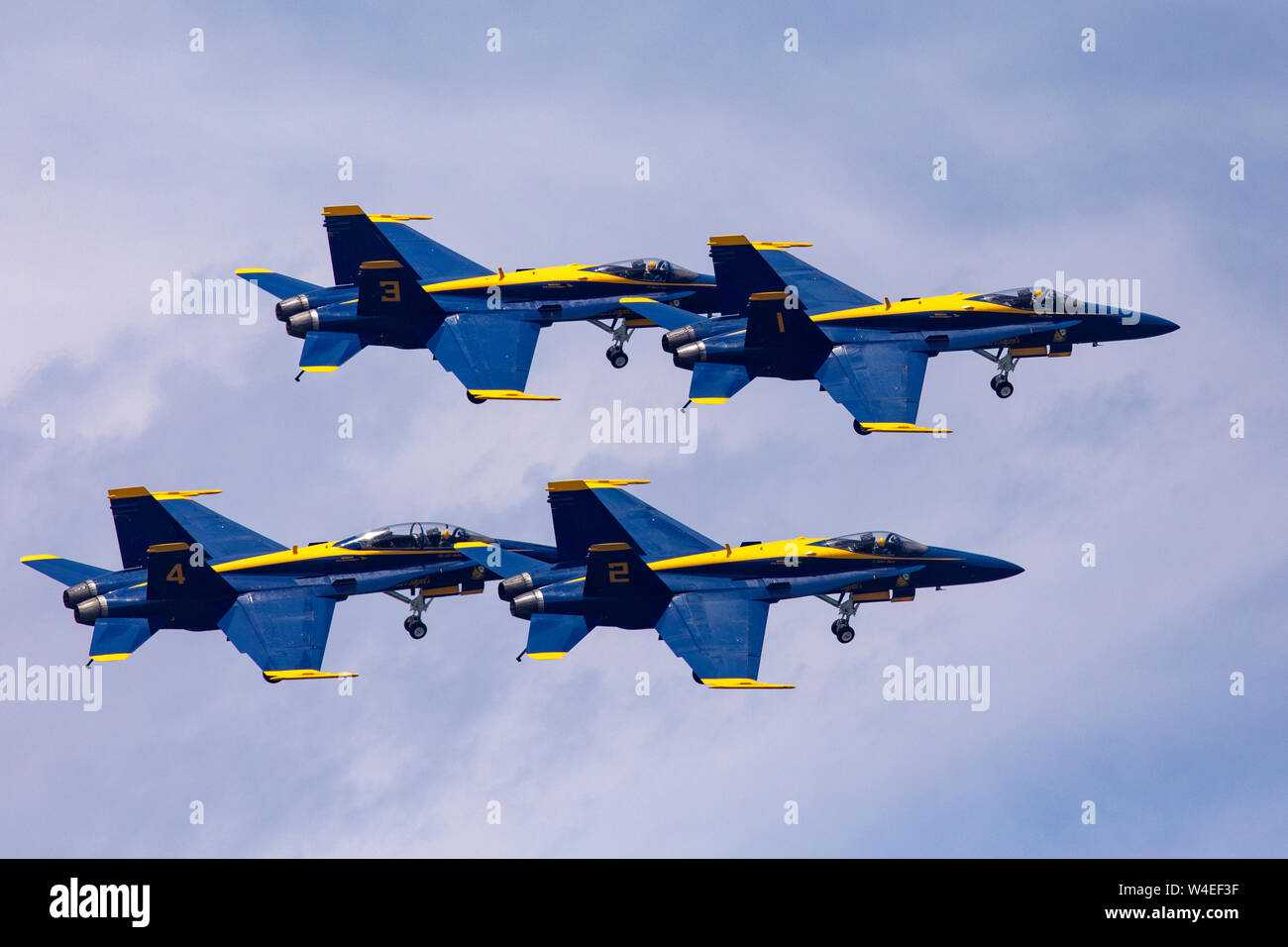 Les Blue Angels de la marine américaine (F/A-18 Hornet) - 2019 Spectacle aérien de Fort Lauderdale, Fort Lauderdale, Florida, USA Banque D'Images