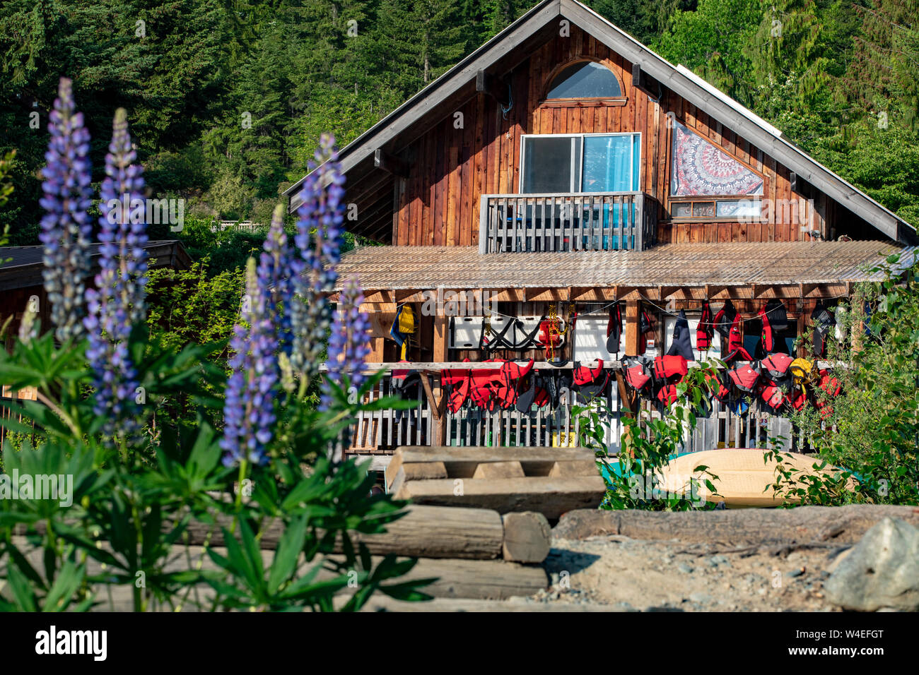 Au centre d'équipement Waterfont au Strathcona Park Lodge dans le parc provincial Strathcona, près de Campbell River, sur l'île de Vancouver, Colombie-Britannique, Canada Banque D'Images