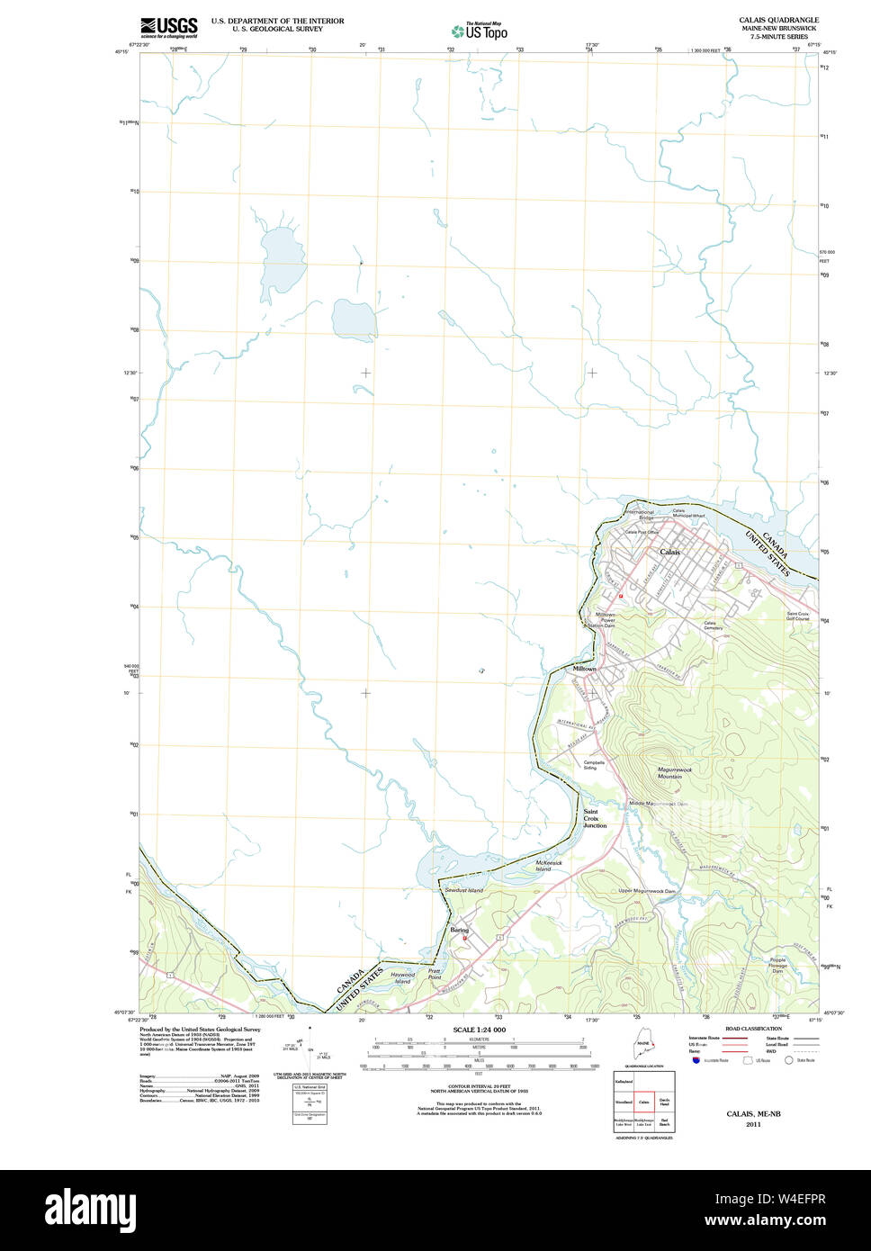 Carte historique de la USGS Maine Calais 20110830 Restauration TM Banque D'Images