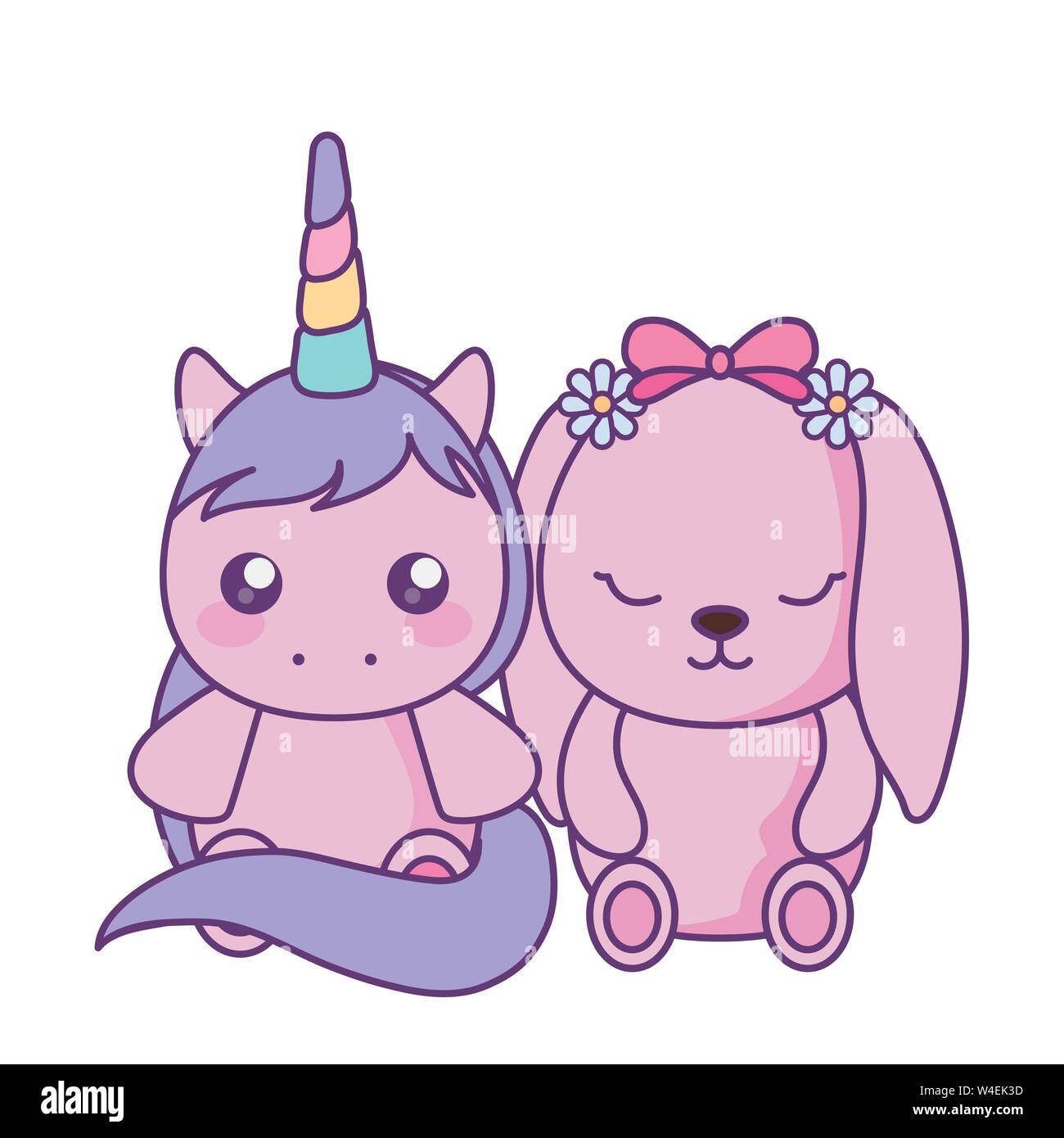 Mignon Lapin De Fantaisie Avec Corne De Licorne Image Vectorielle Stock Alamy