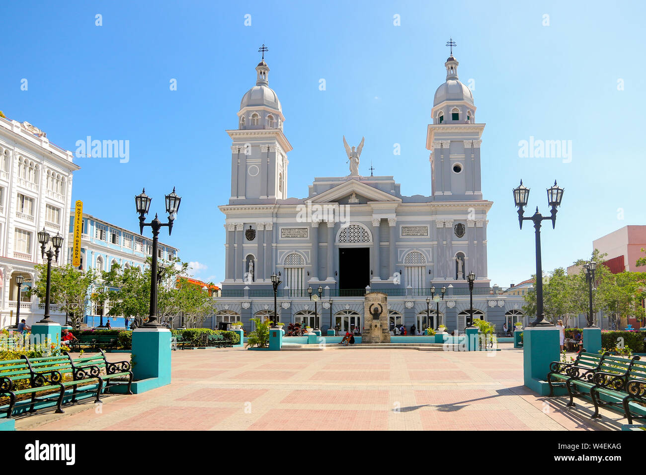 Cathédrale de Santiago de Cuba et le Parque Cespedes Banque D'Images
