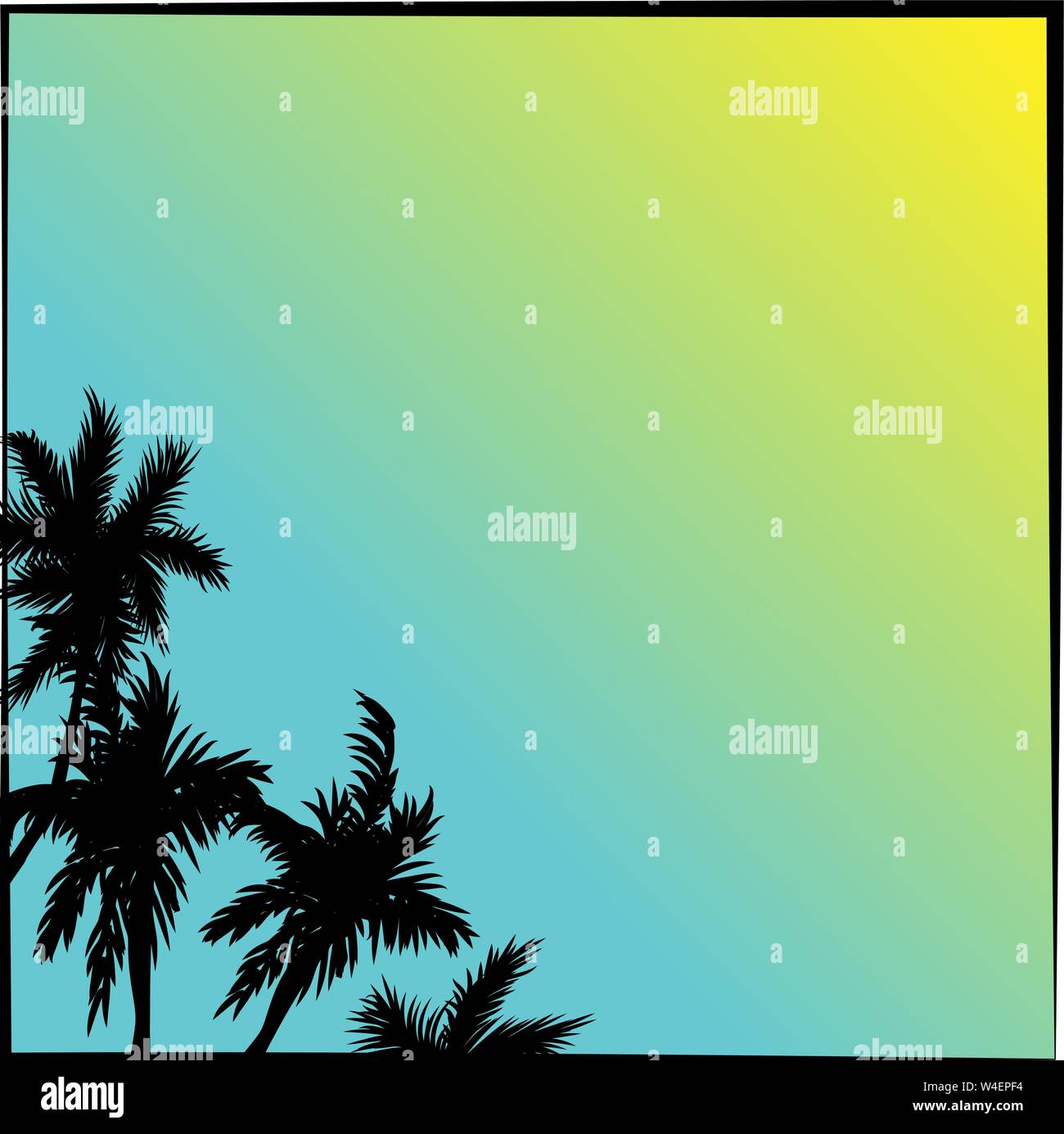 Coco Tropical palm tree silhouettes illustration sur un ciel bleu ciel en format vectoriel Illustration de Vecteur