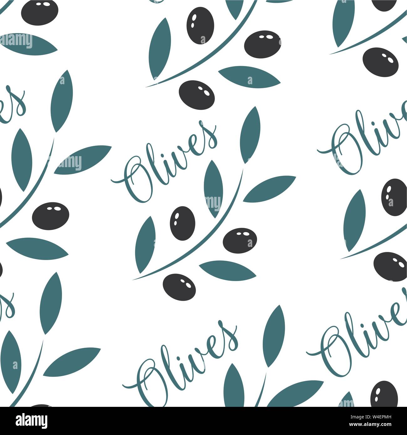 Branche d'olives noires en style abstrait sur fond blanc Illustration de Vecteur