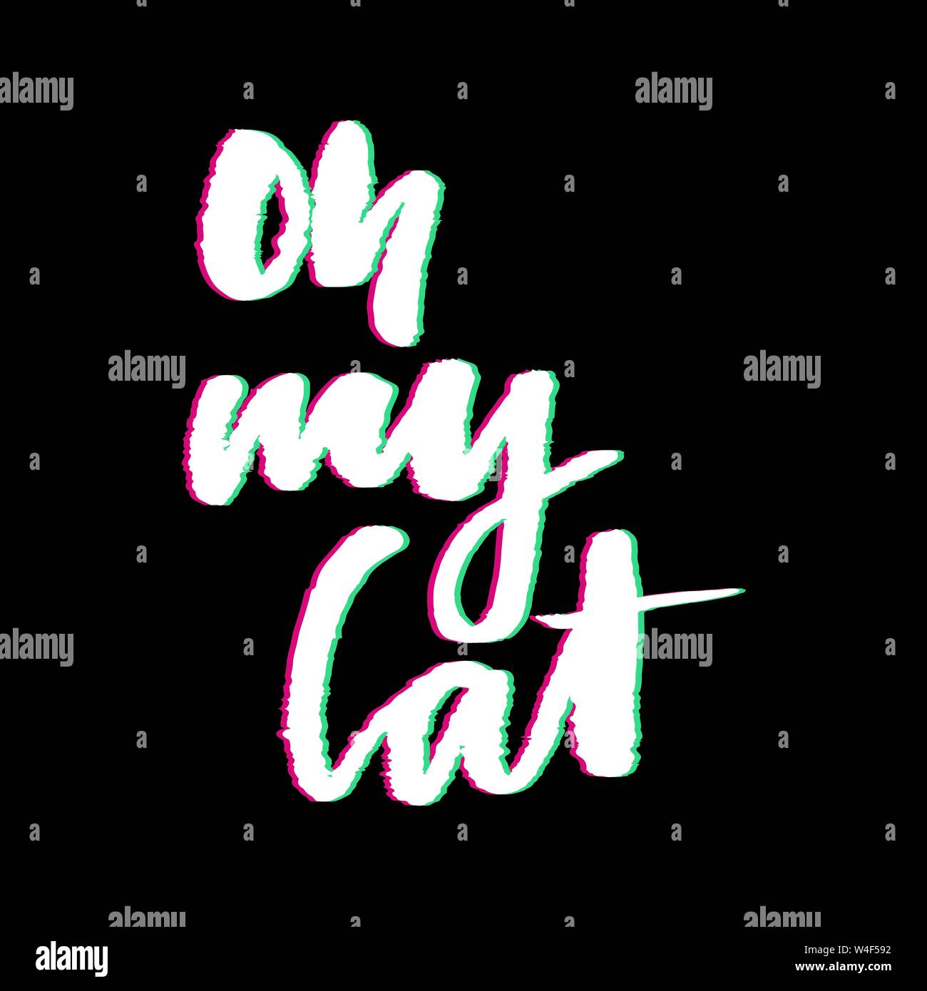 Slogan Glitch Oh mon chat vector print pour t-shirt Illustration de Vecteur