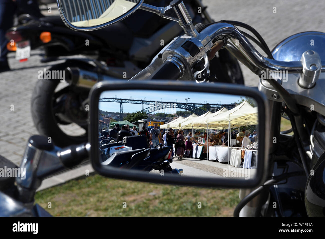 Miroir voir;cycle moteur;bike rally;Vila Nova de Gaia Porto;;portugal Banque D'Images