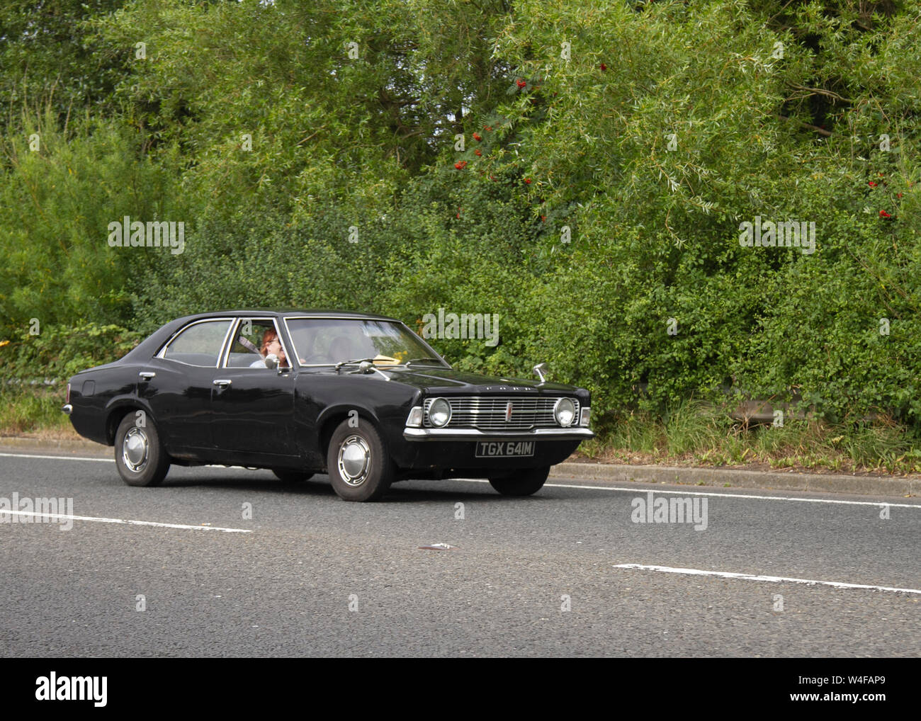 1973 70s Black Ford Cortina 1600 L; au festival des Transports a tenu le dans la ville balnéaire de Fleetwood, Lancashire, Royaume-Uni Banque D'Images