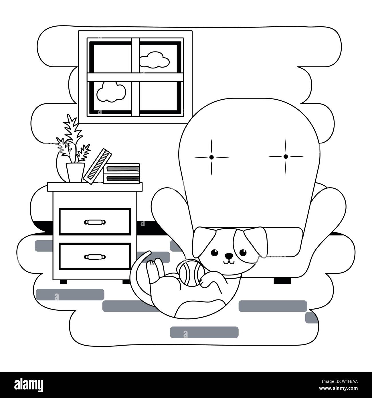 Design dessin animé chien mascotte, animal mignon chiot nature et thème Vector illustration Illustration de Vecteur