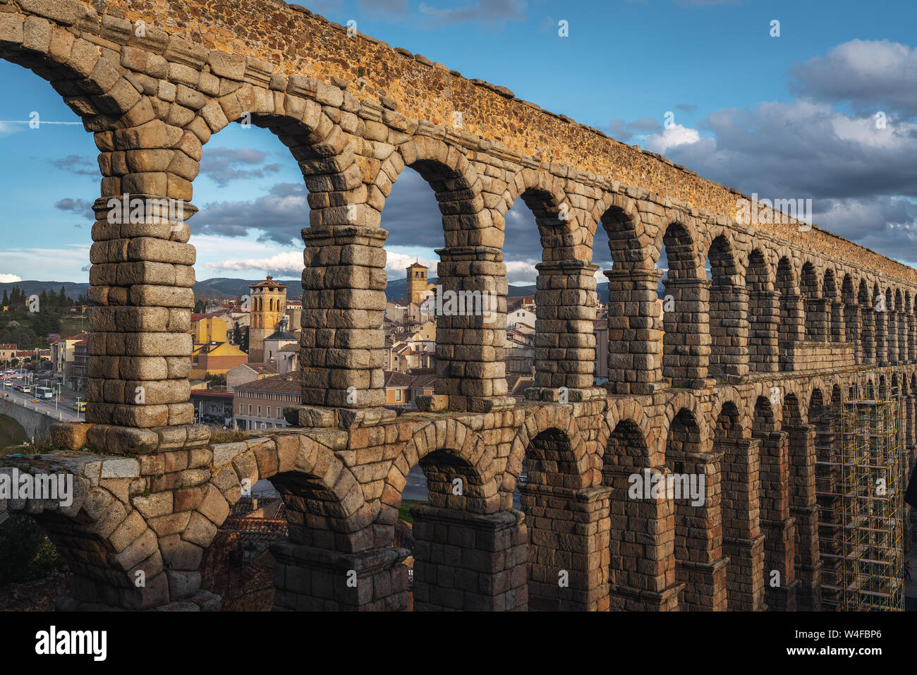Aqueduc romain de Segovia - Segovia, Castille et Leon, Espagne Banque D'Images