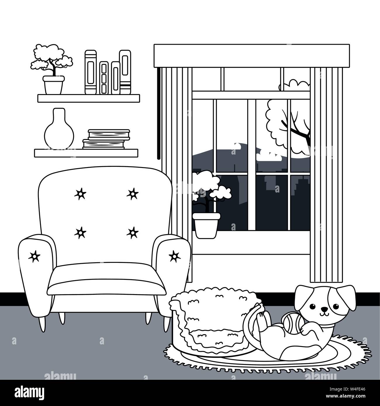 Design dessin animé chien mascotte, animal mignon chiot nature et thème Vector illustration Illustration de Vecteur