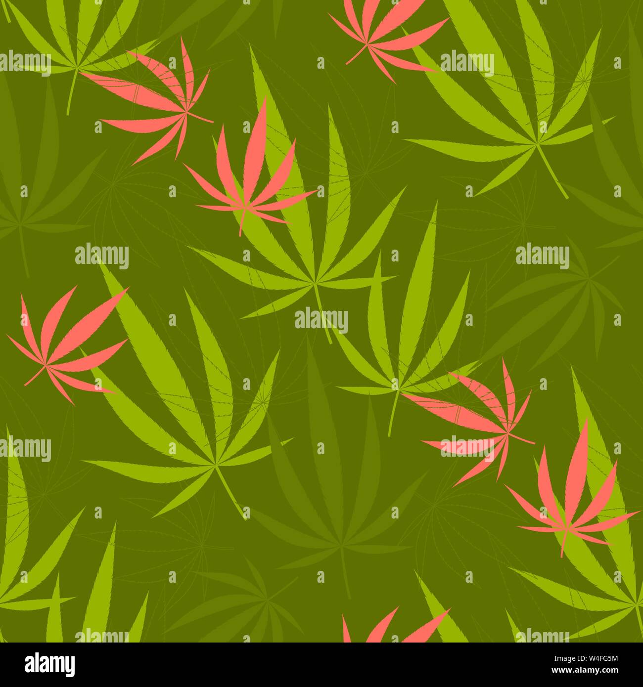 Modèle transparent avec des feuilles de chanvre. Illustration vectorielle Stock. Illustration de Vecteur