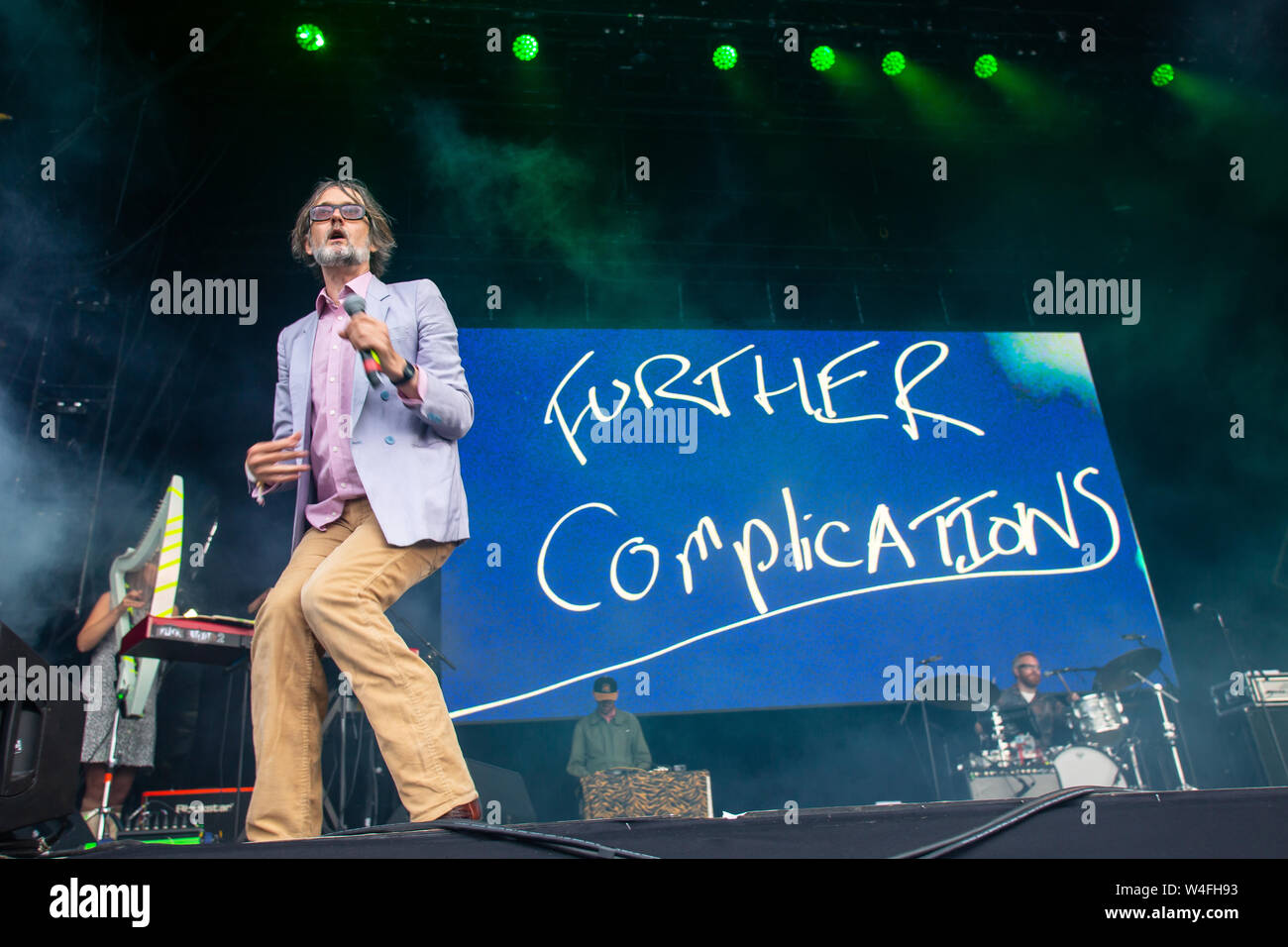 Jarvis Cocker fonctionne à Bluedot samedi soir.(20 Juillet 2019) qui aura lieu du 18 au 21 juillet à l'Observatoire Jodrell Bank, Cheshire UK. Banque D'Images