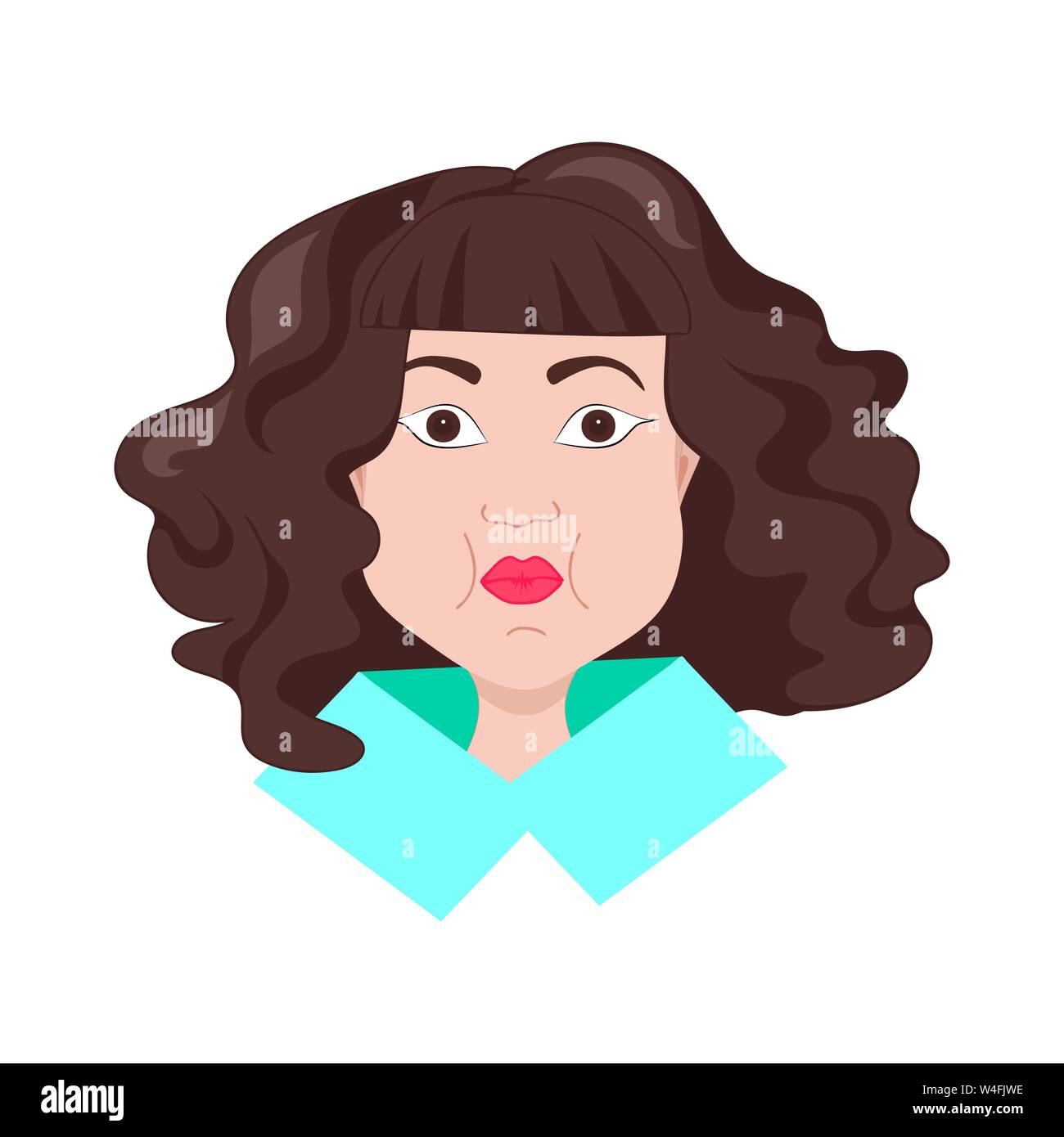 Frustrée, elle fille asiatique a problème avec son poids. Elle a l'air gras et malheureux. Illustration de Vecteur