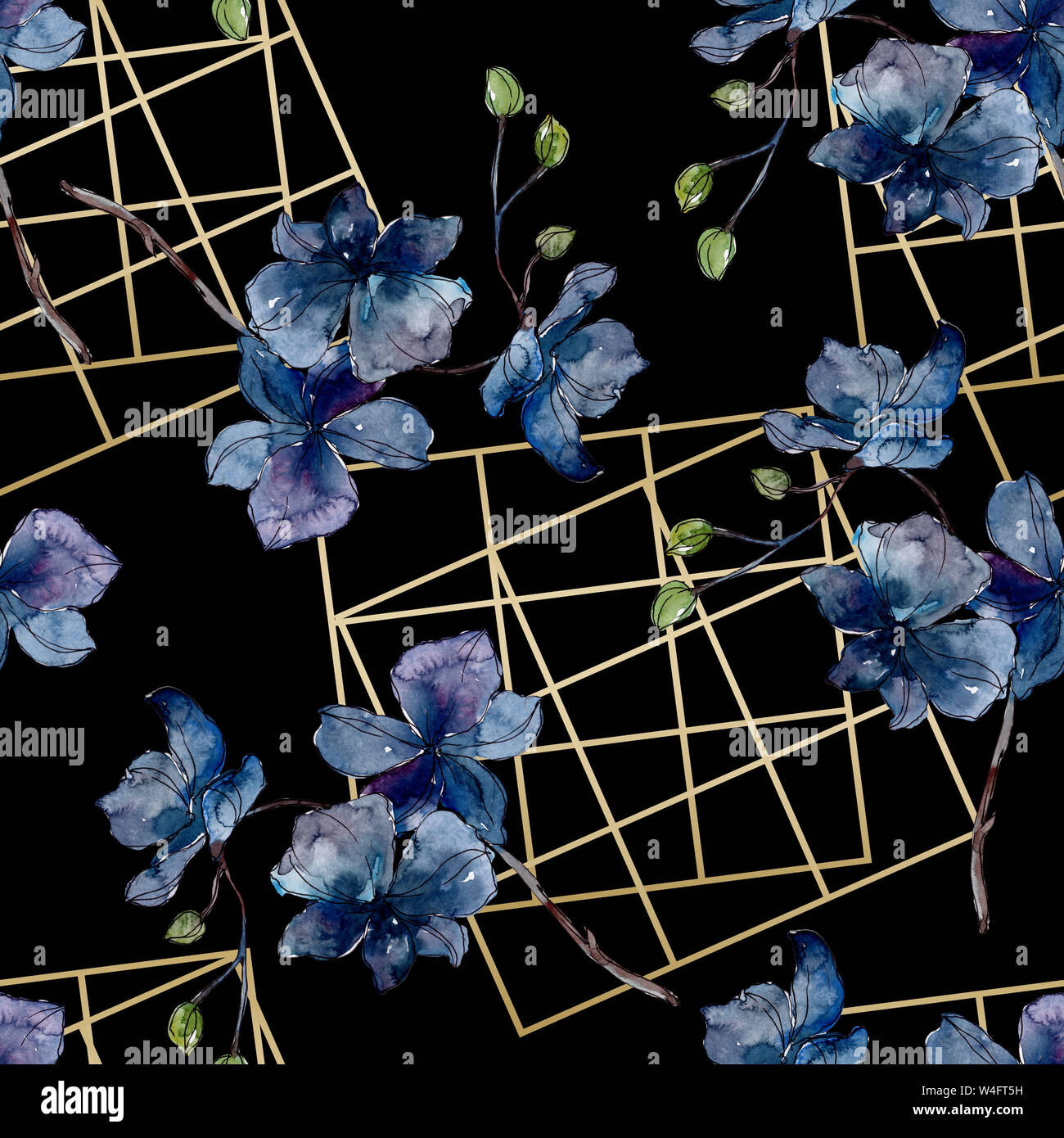 Floral fleurs orchidées botaniques. Printemps sauvage de fleurs sauvages de la feuille. Illustration à l'aquarelle. Aquarelle Dessin aquarelle de mode. Fond transparent Banque D'Images