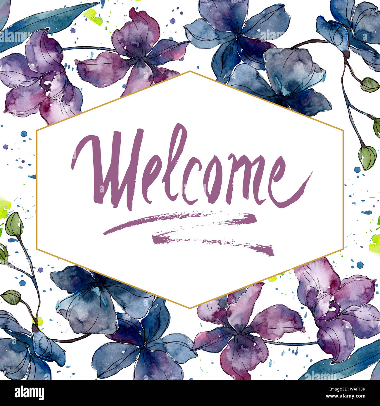 Floral fleurs orchidées botaniques. Lame de ressort sauvages isolés de fleurs sauvages. Contexte aquarelle illustration set. Aquarelle Dessin aquarelle de mode. Banque D'Images