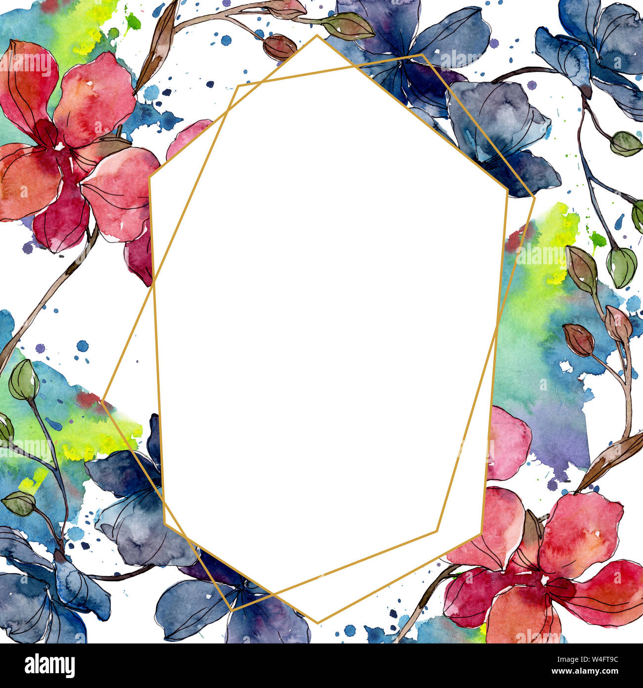 Floral fleurs orchidées botaniques. Lame de ressort sauvages isolés de fleurs sauvages. Contexte aquarelle illustration set. Aquarelle Dessin aquarelle de mode. Banque D'Images