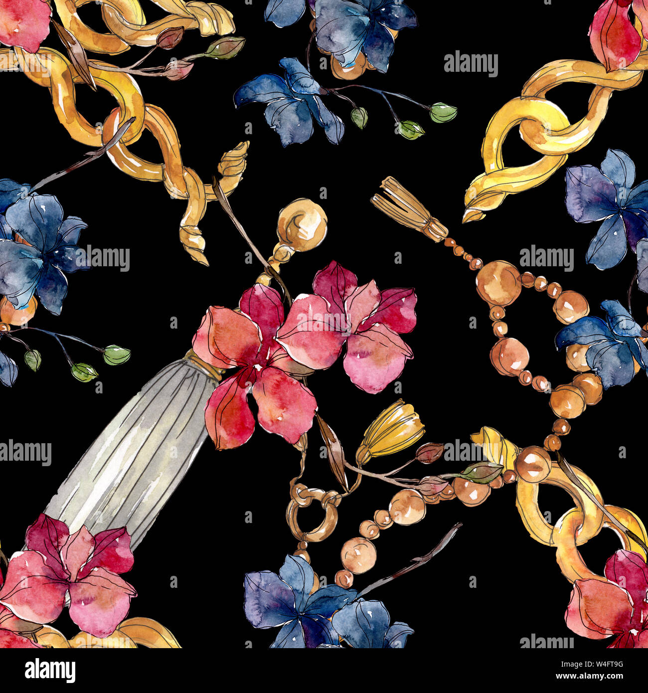 Floral fleurs orchidées botaniques. Printemps sauvage de fleurs sauvages de la feuille. Illustration à l'aquarelle. Aquarelle Dessin aquarelle de mode. Fond transparent Banque D'Images