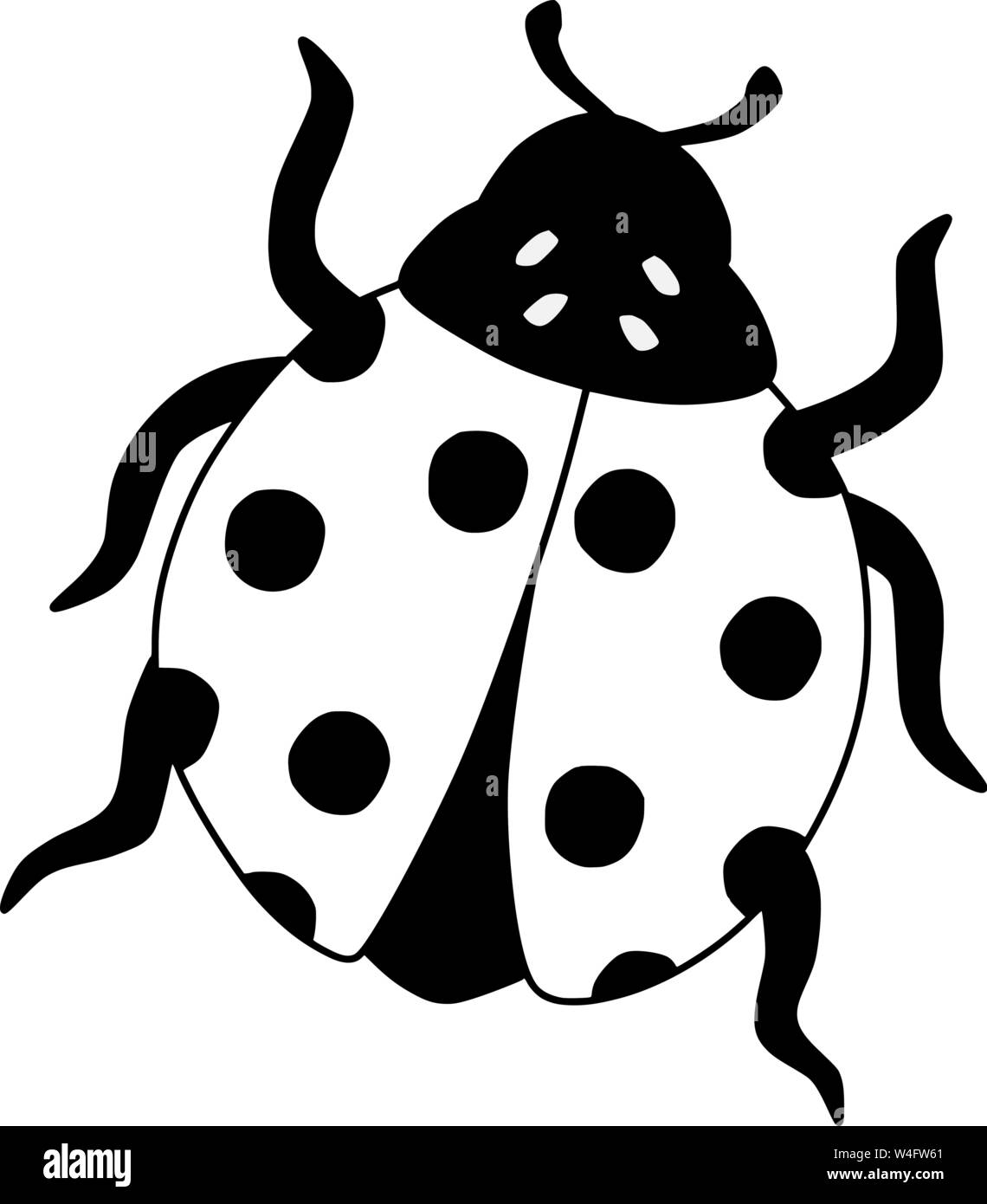 Vector Cartoon illustration insecte coccinelle. Mignon Coccinelle noir et  blanc Image Vectorielle Stock - Alamy