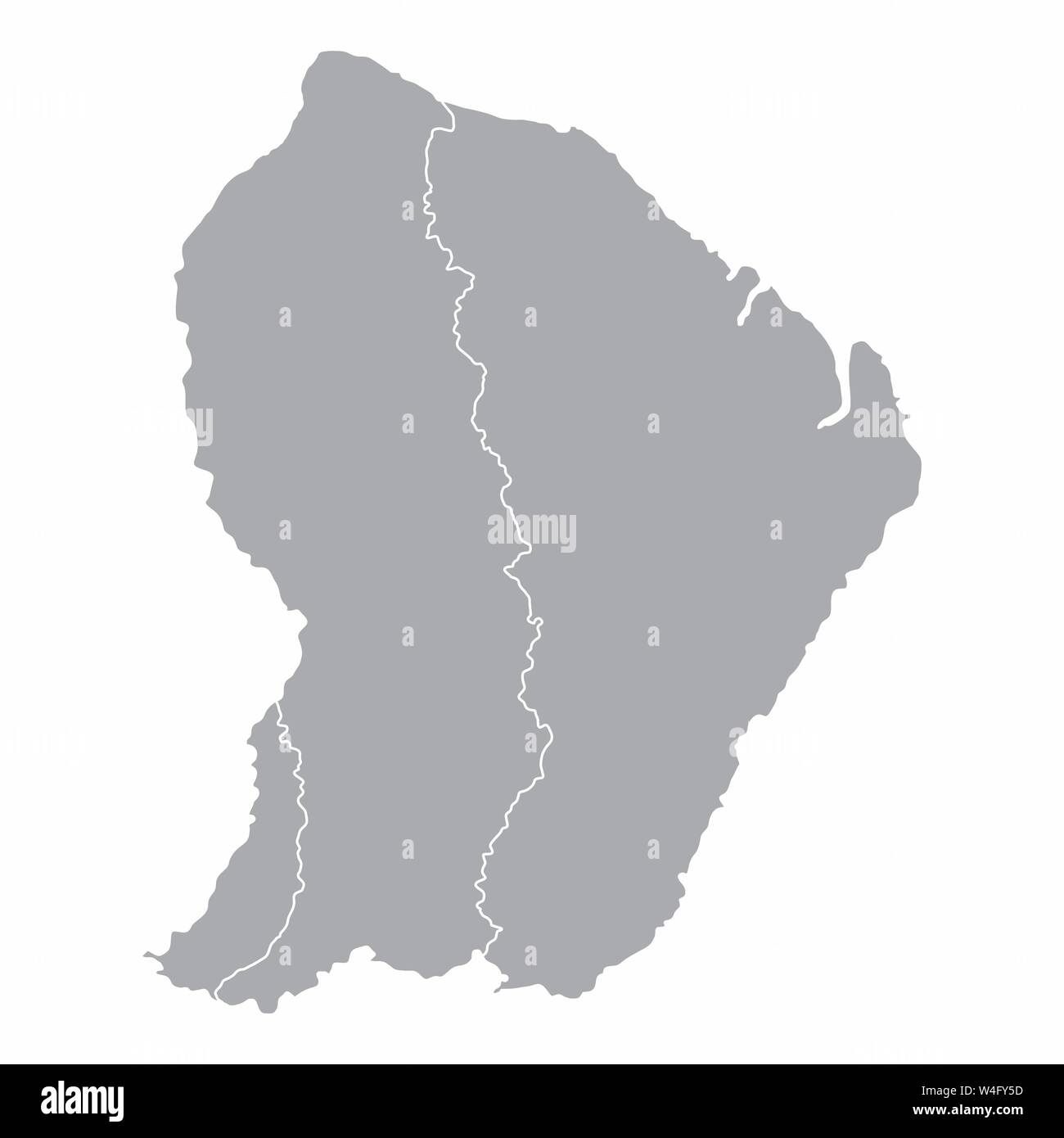 Une carte grise de Guyane régions isolé sur fond blanc Illustration de Vecteur