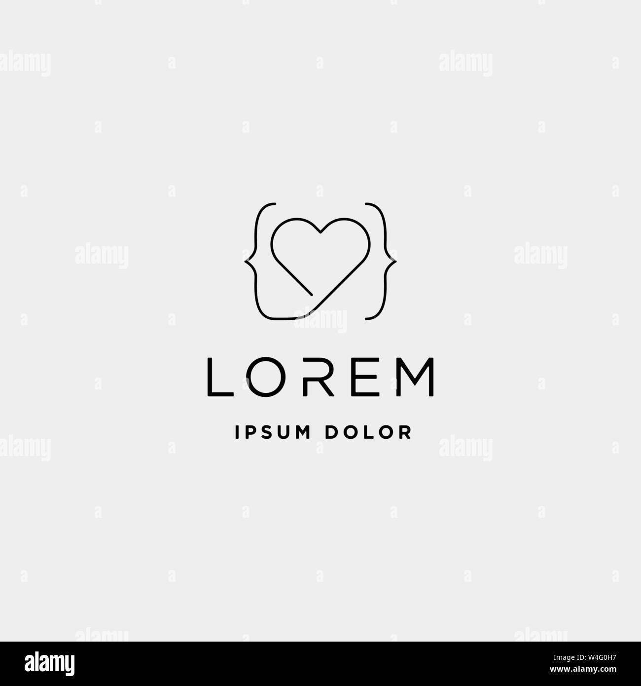 Codage de ligne amour logo vector icône symbole de programmation Illustration de Vecteur