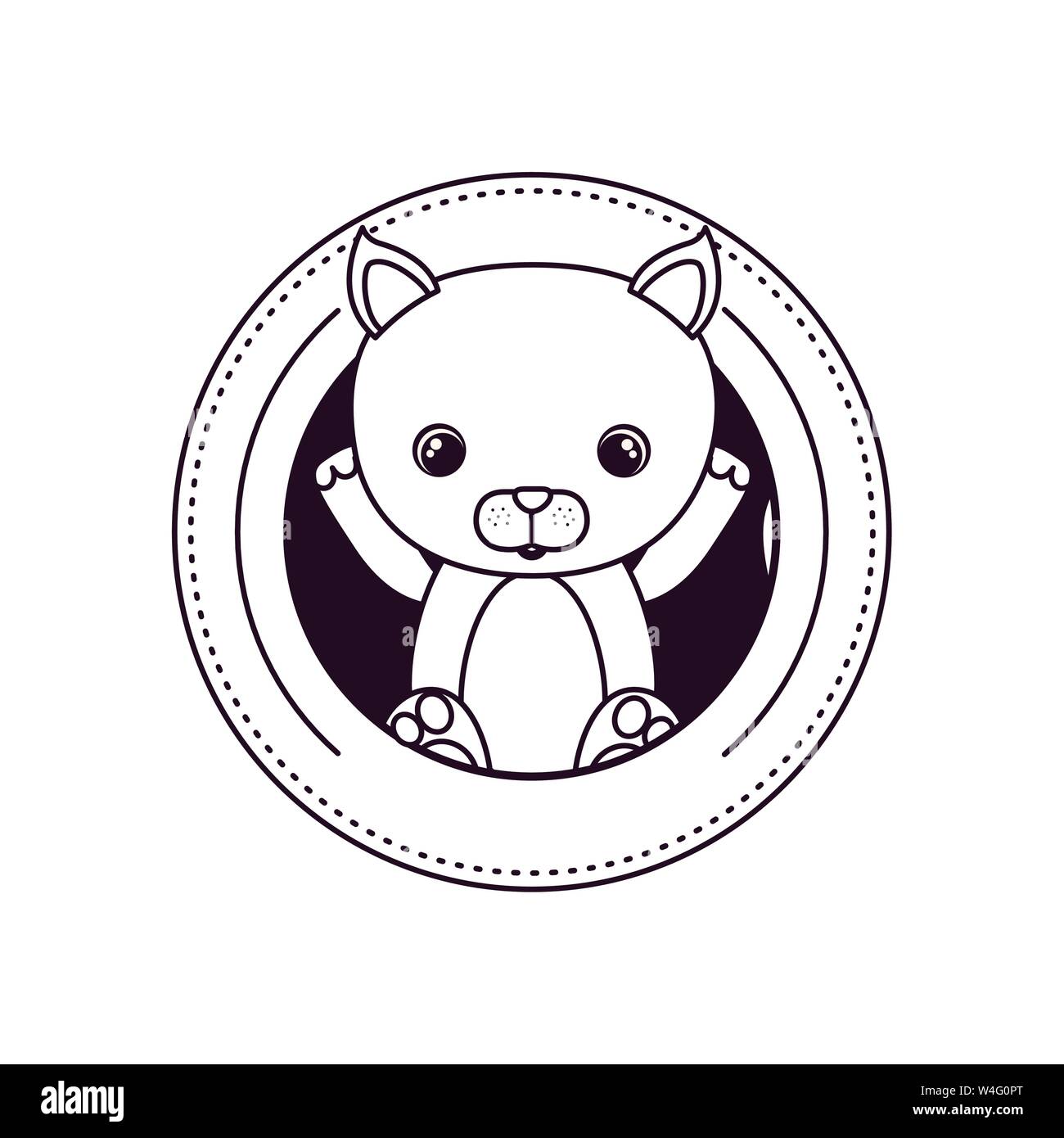 Silhouette De Chat Mignon Pour Bebe Carte Sur Fond Blanc Image Vectorielle Stock Alamy