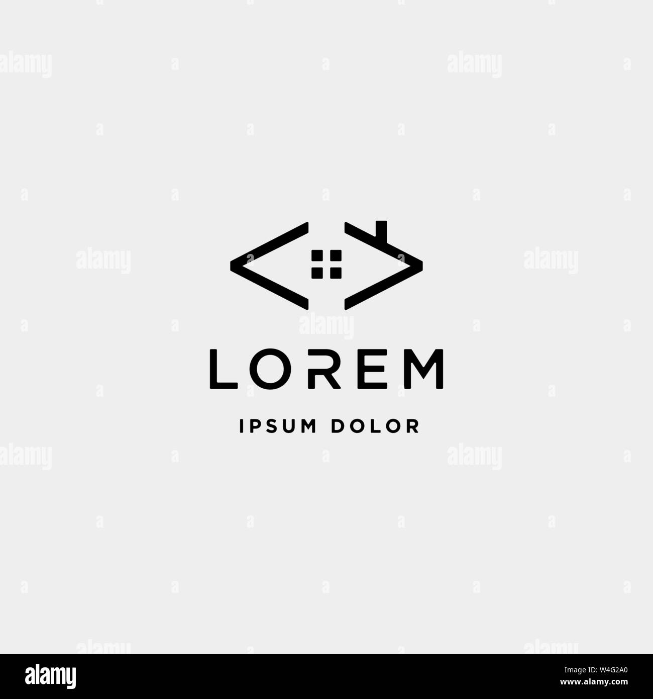 Home logo design code office de vecteur icône symbole codeur Illustration de Vecteur