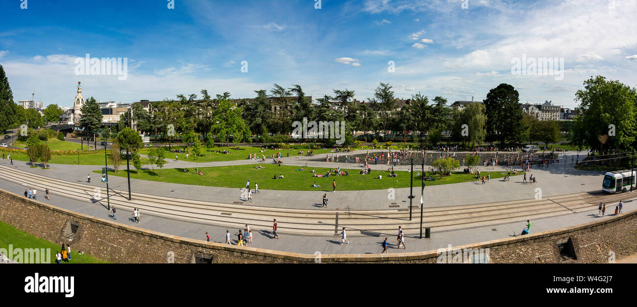 Miroir de l'eau Fontaine à Nantes. Loire Atlantique. Les pays de la Loire. France Banque D'Images