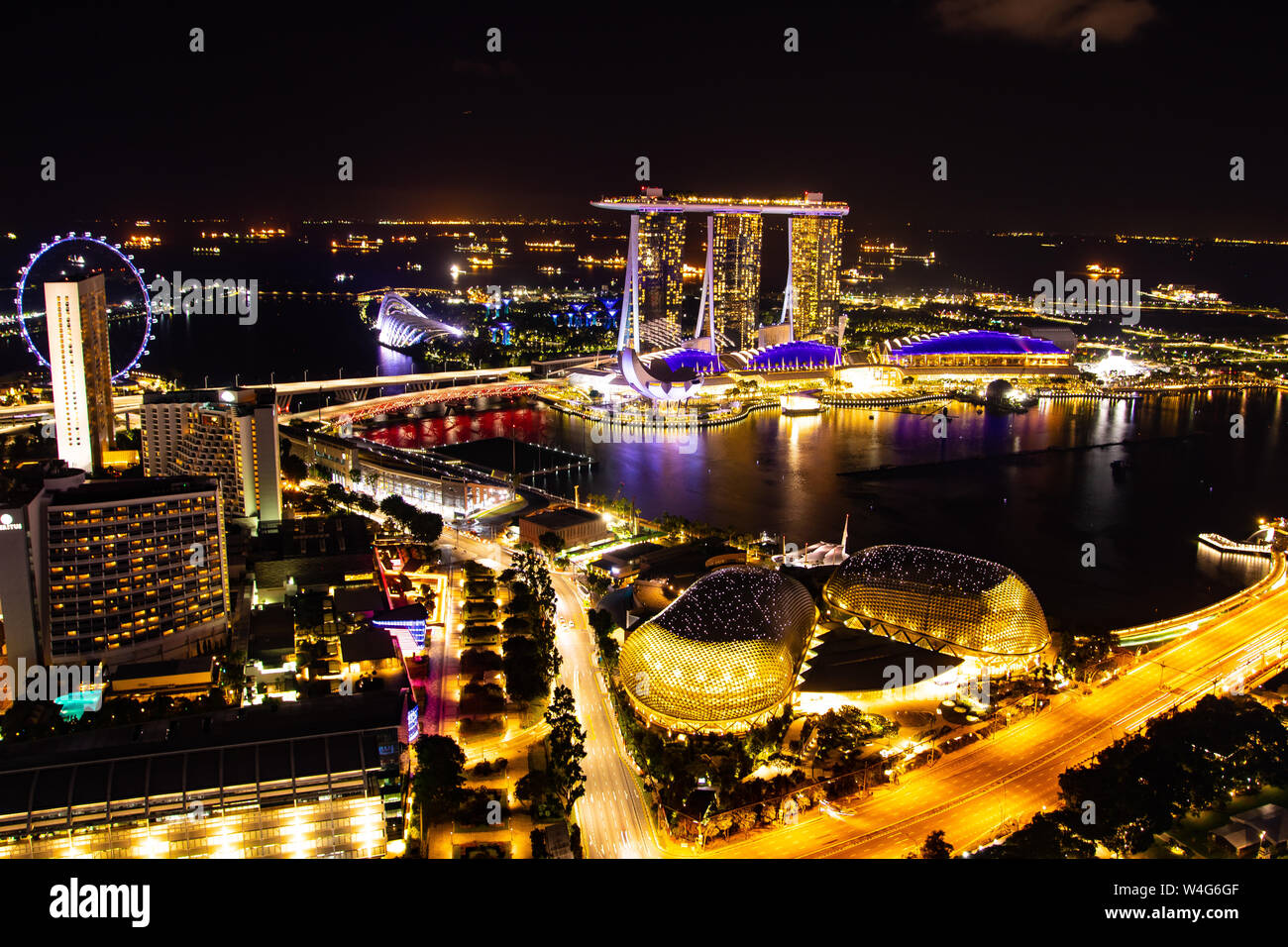 Nuit à Singapour Marina Bay Banque D'Images