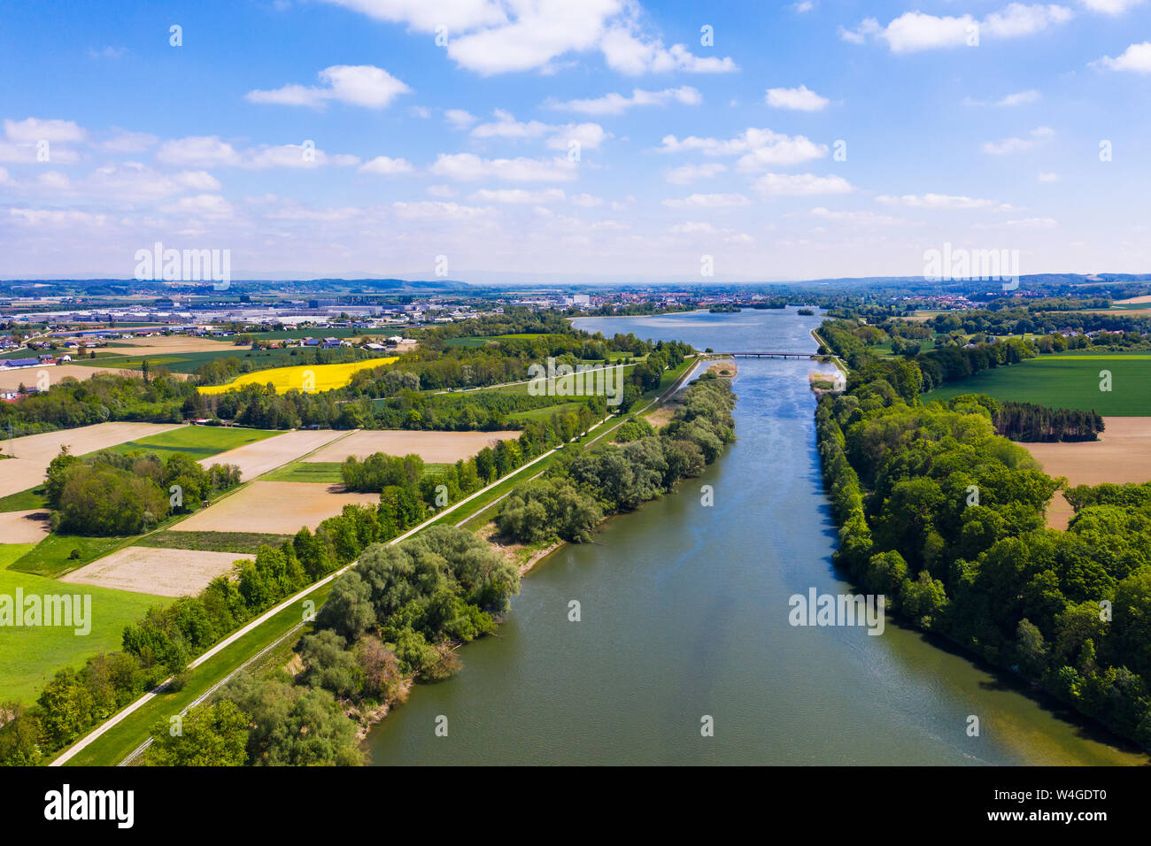 Et de l'Isar, près de Tübingen Tübingen reservior, Bavière, Allemagne, drone abattu Banque D'Images