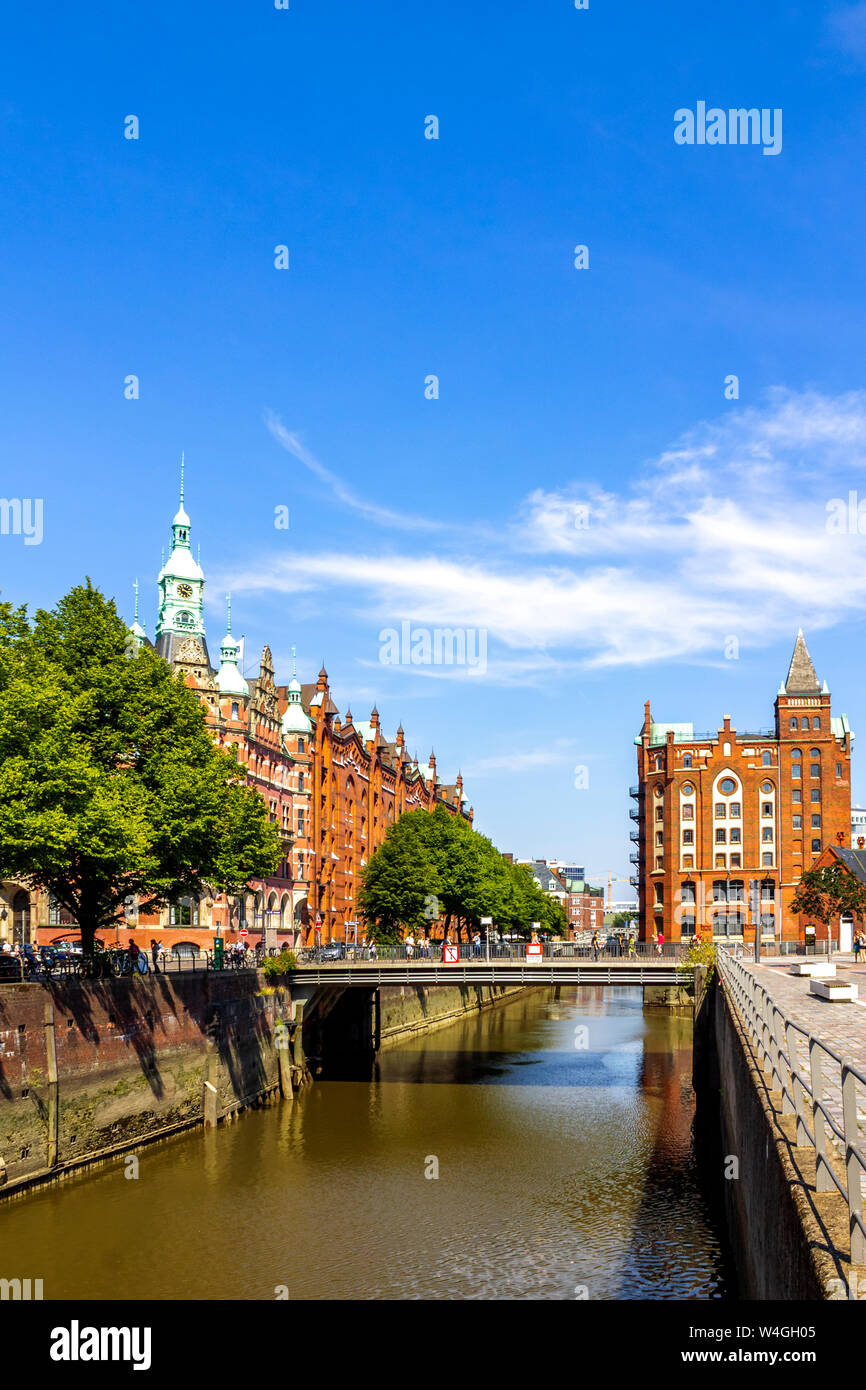 Vue de l'ancien quartier d'entrepôts, Hambourg, Allemagne Banque D'Images