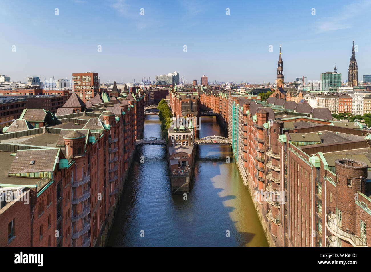 Vue urbaine avec Speicherstadt, Hambourg, Allemagne Banque D'Images