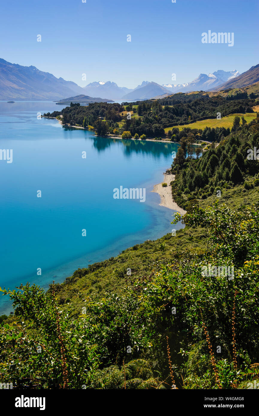 Wakaipu le lac, autour de Queenstown, île du Sud, Nouvelle-Zélande Banque D'Images