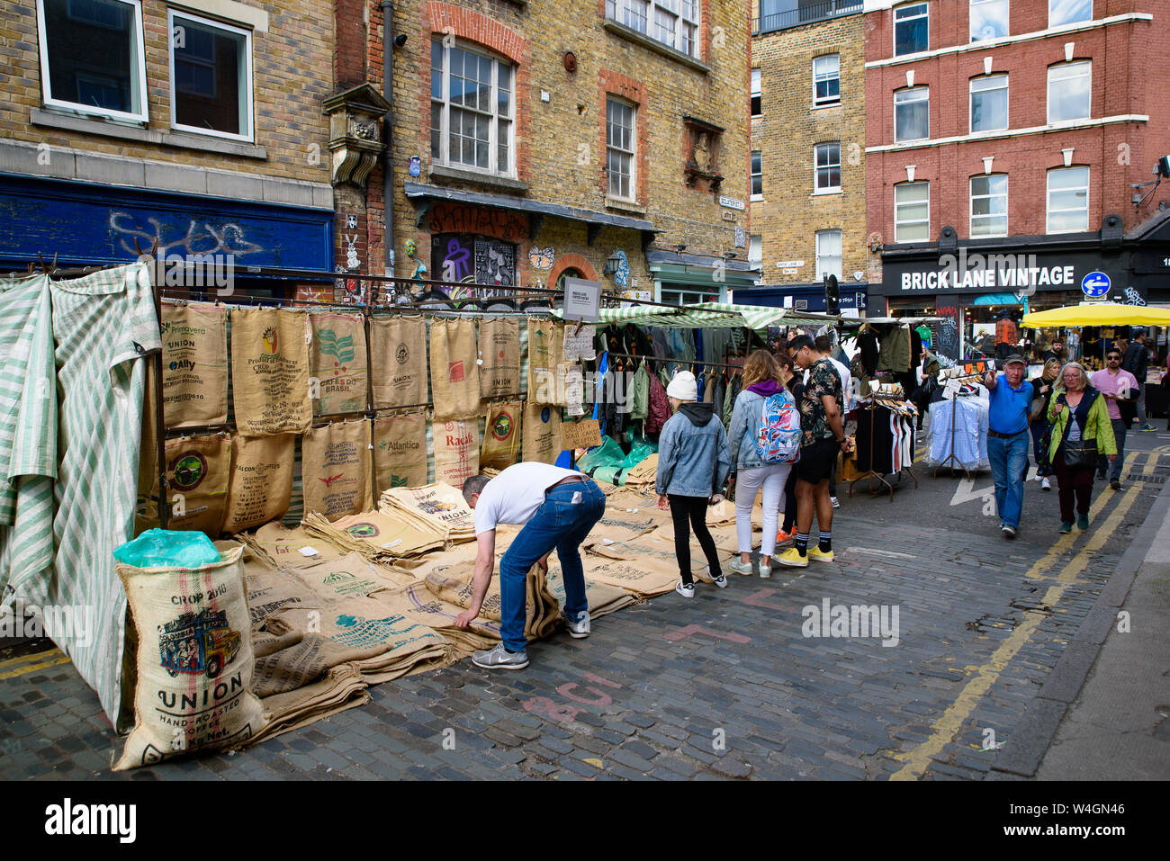 Brick Lane Market dimanche à Londres, Royaume-Uni Banque D'Images