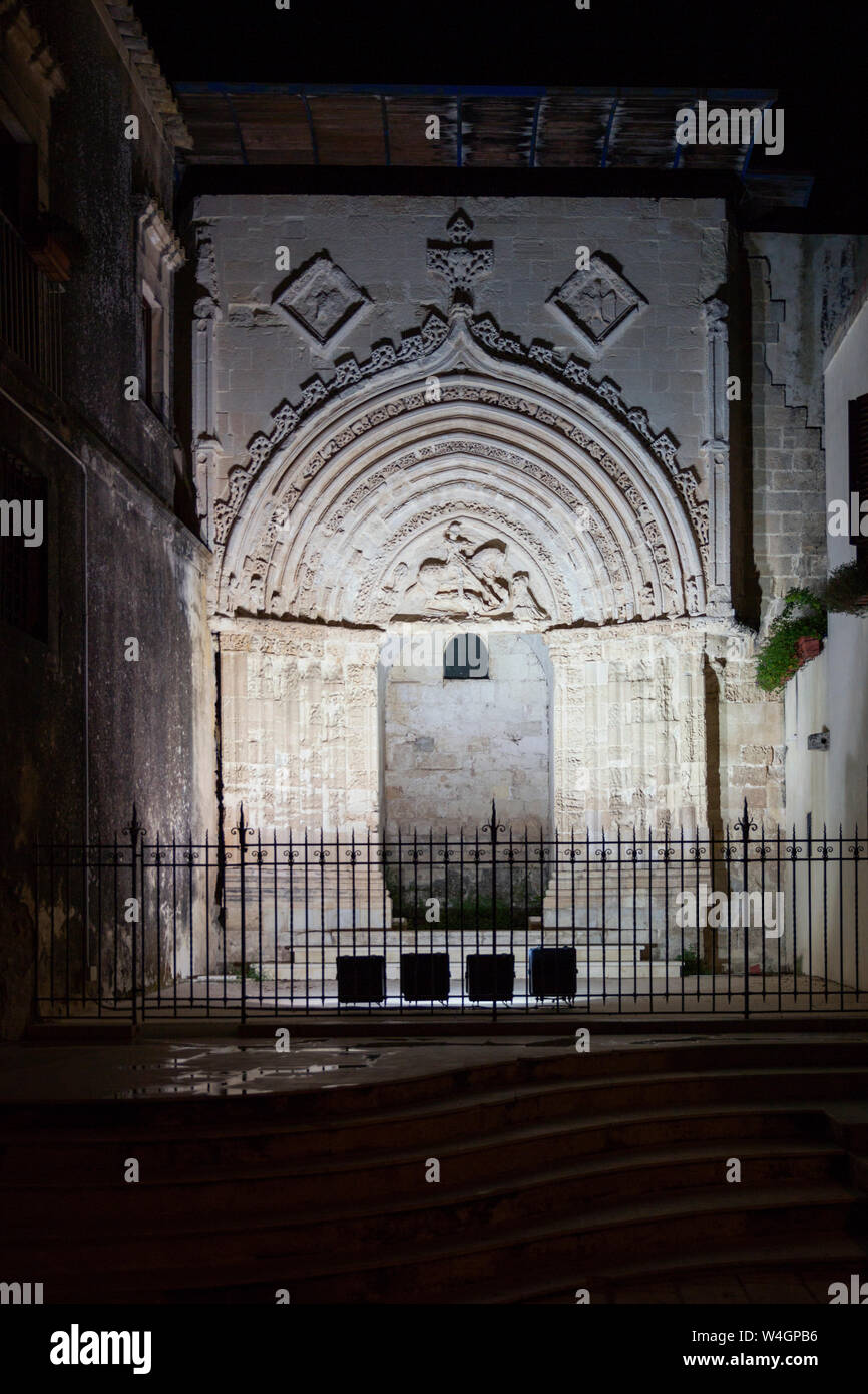 Portale di San Giorgio la nuit, Ragusa Ibla, Siracusa, Sicile, Italie Banque D'Images