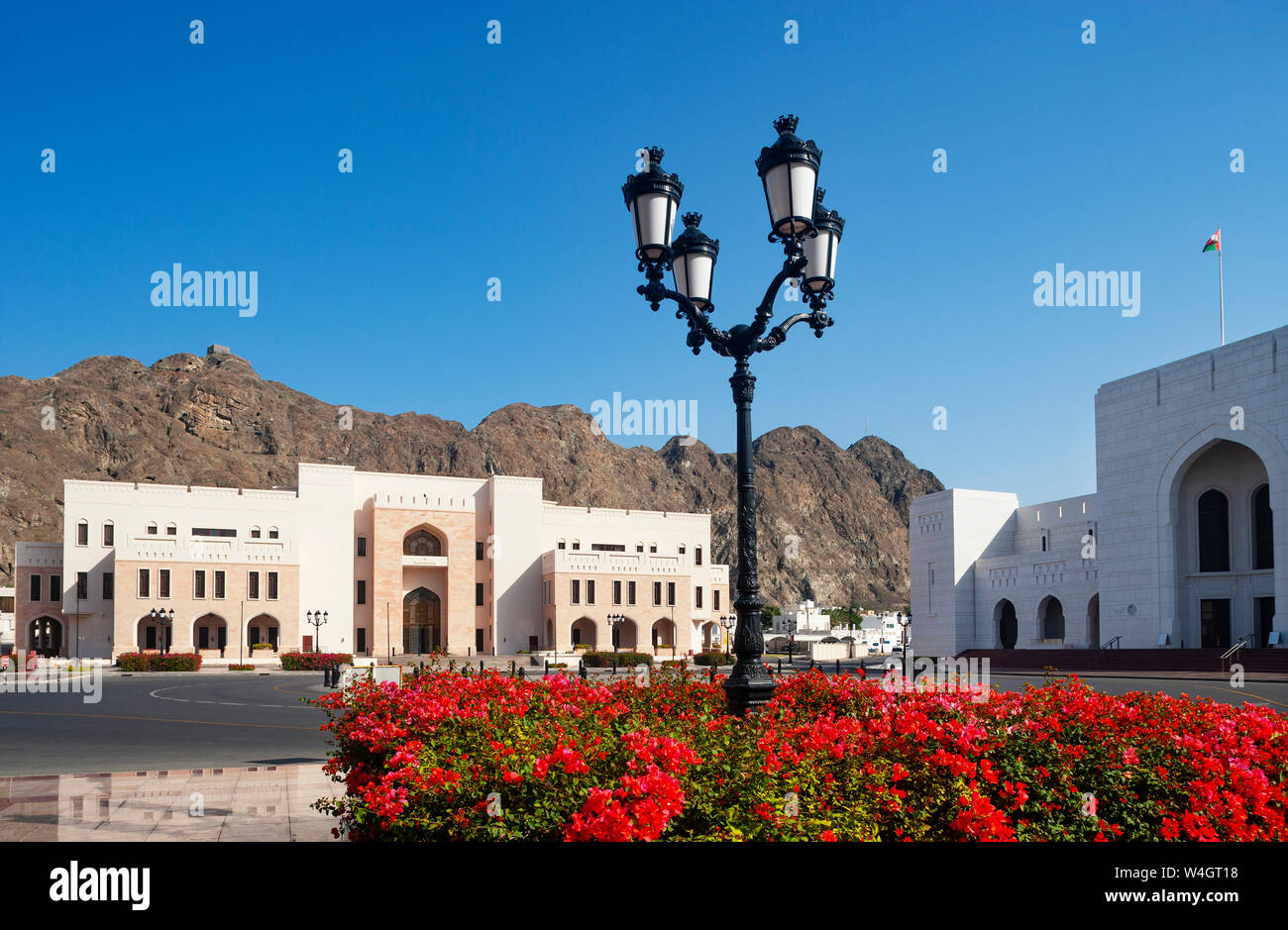 Street lantern Al Alam square, ministère des Finances, gouvernement, Muscat, Oman Banque D'Images