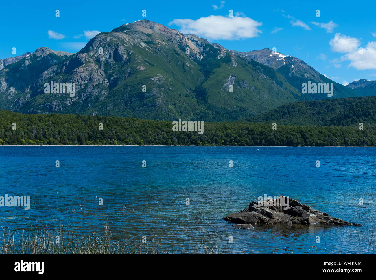 Beau lac de montagne dans le Parc National Los Alerces, Chubut, Argentine, Amérique du Sud Banque D'Images