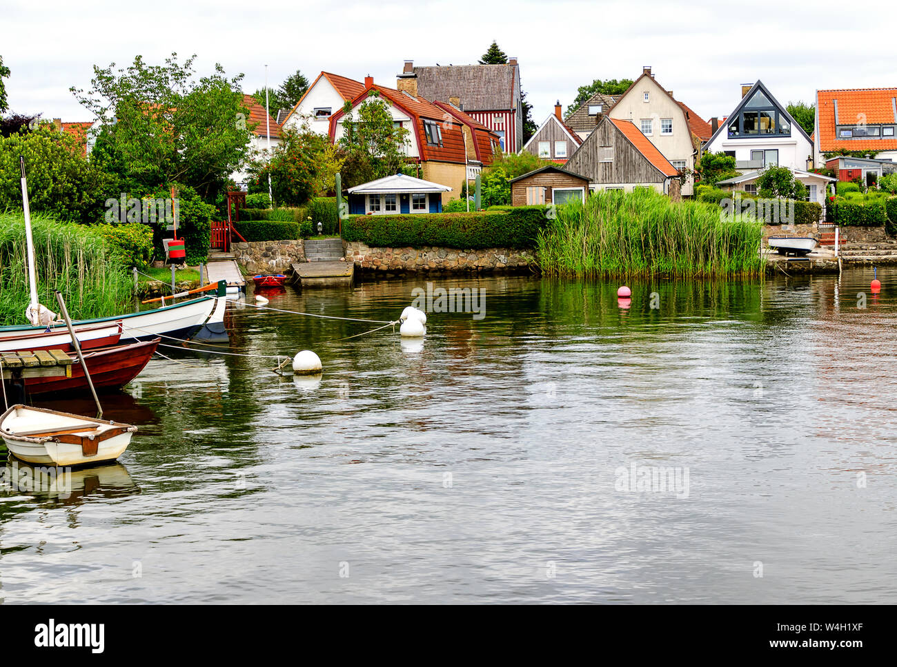 Le romantique village de pêcheurs historique Holm est le plus ancien quartier de Schleswig, Schleswig-Holstein, Allemagne Banque D'Images