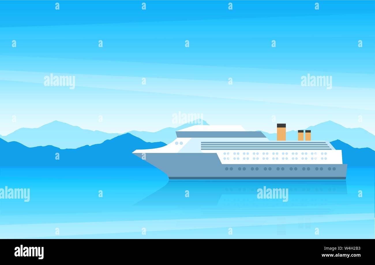 Vue d'un beau grand bateau de croisière blanche sur les voyages Illustration de Vecteur