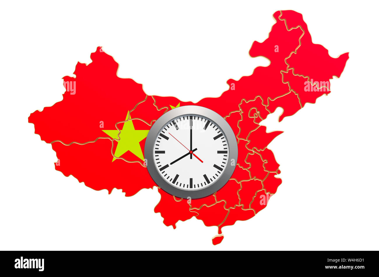 Les Fuseaux horaires en Chine concept. Le rendu 3D isolé sur fond blanc Banque D'Images