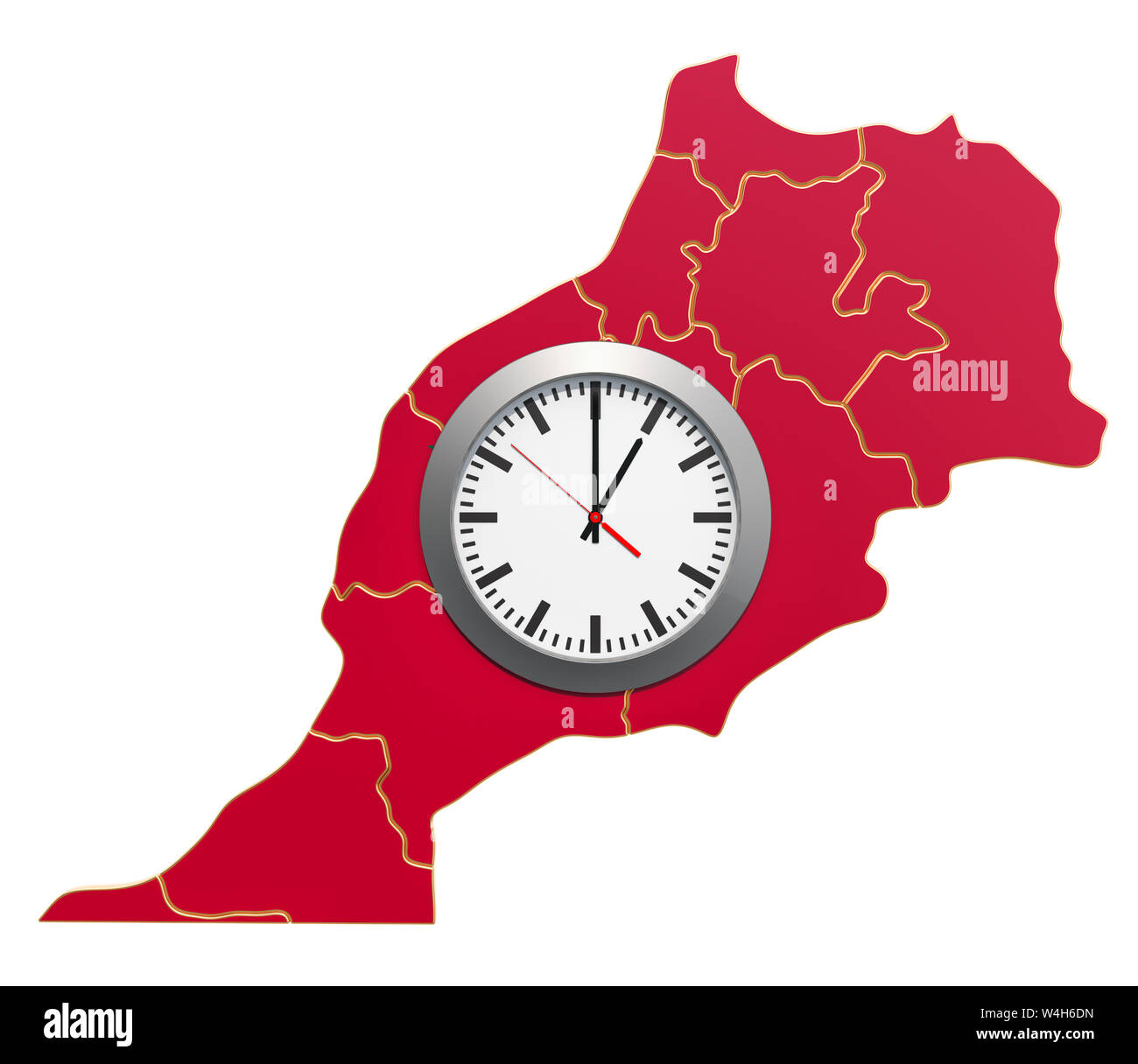 Fuseaux horaires au Maroc concept. Le rendu 3D Banque D'Images