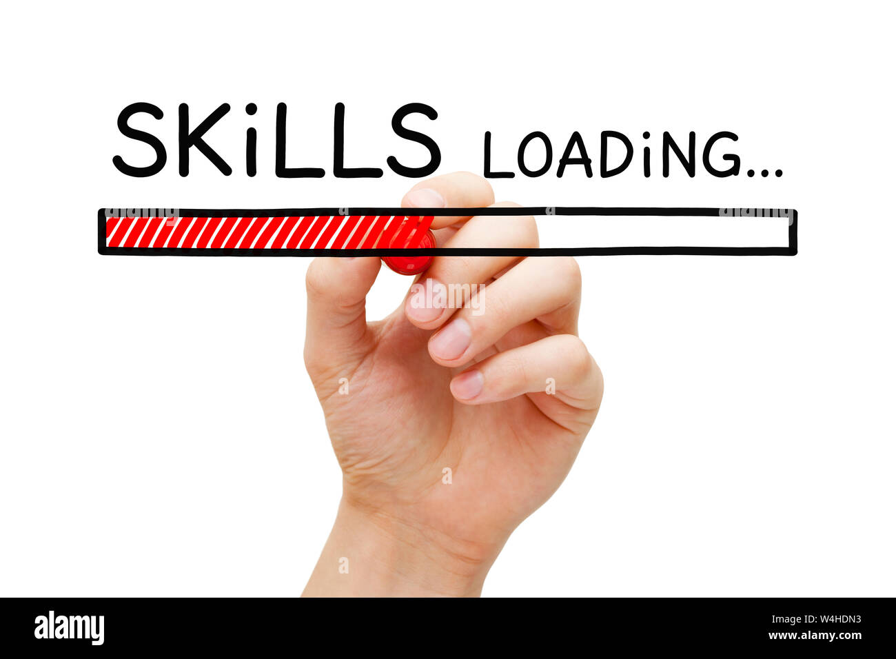 Dessin à la main du développement des compétences loading bar concept avec le marqueur de l'essuyer. conseil transparent Banque D'Images