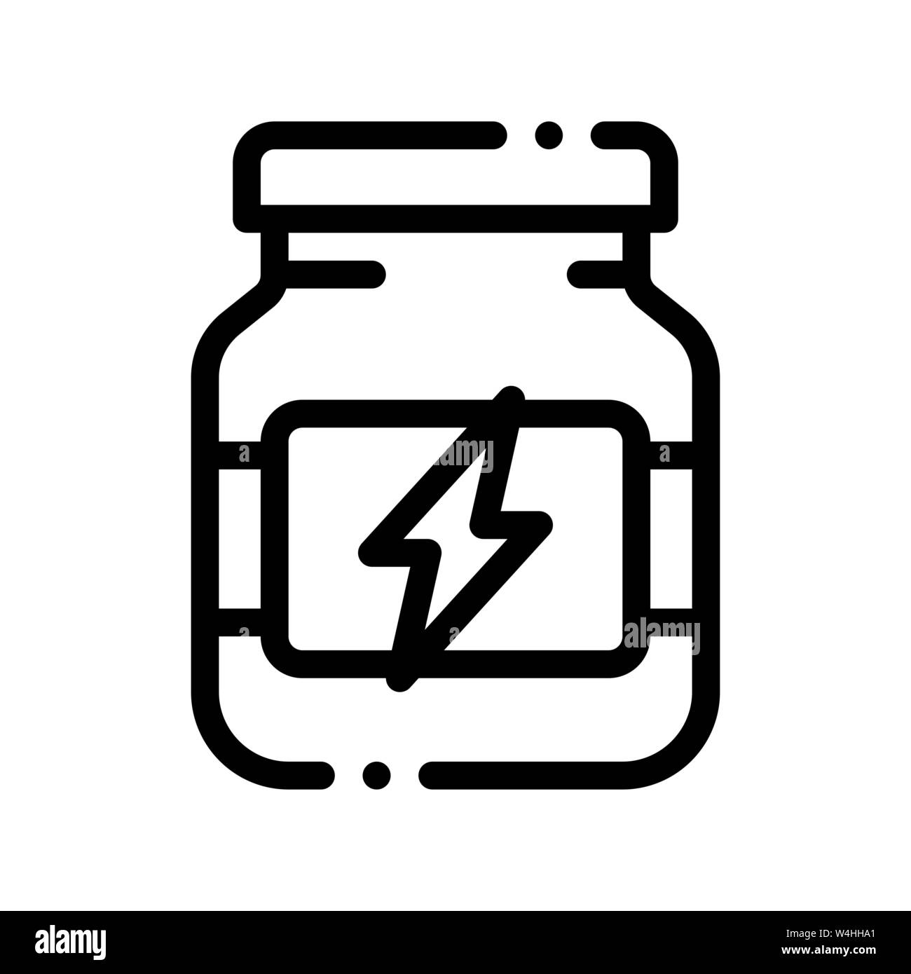 Sport L'énergie vecteur suppléments sur l'icône de la ligne mince Illustration de Vecteur
