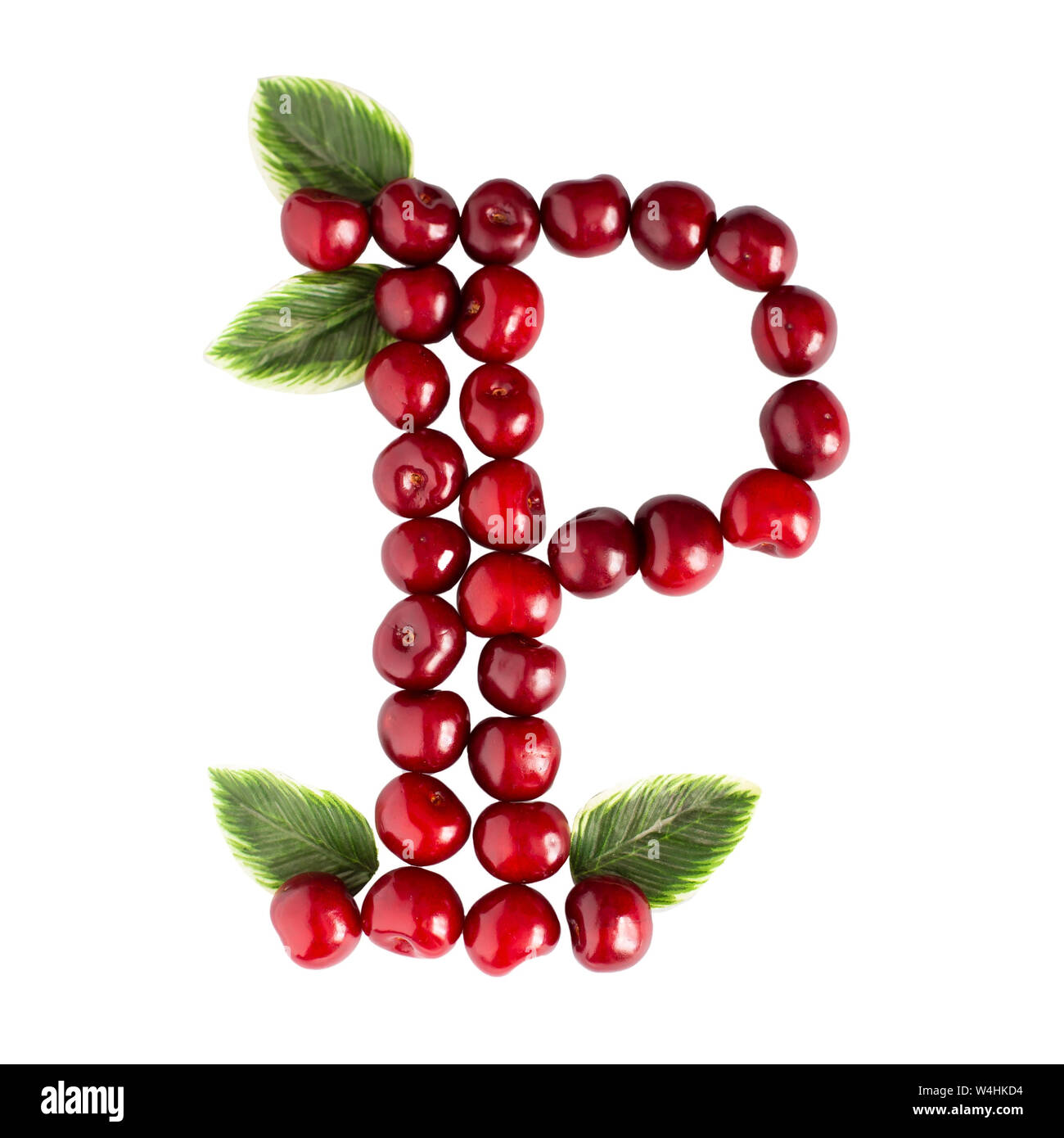 Un Anglais lettre P Alphabet de cerises mûres. Isoler sur fond blanc. L'été, concept en bonne santé. Petits fruits juteux. Banque D'Images