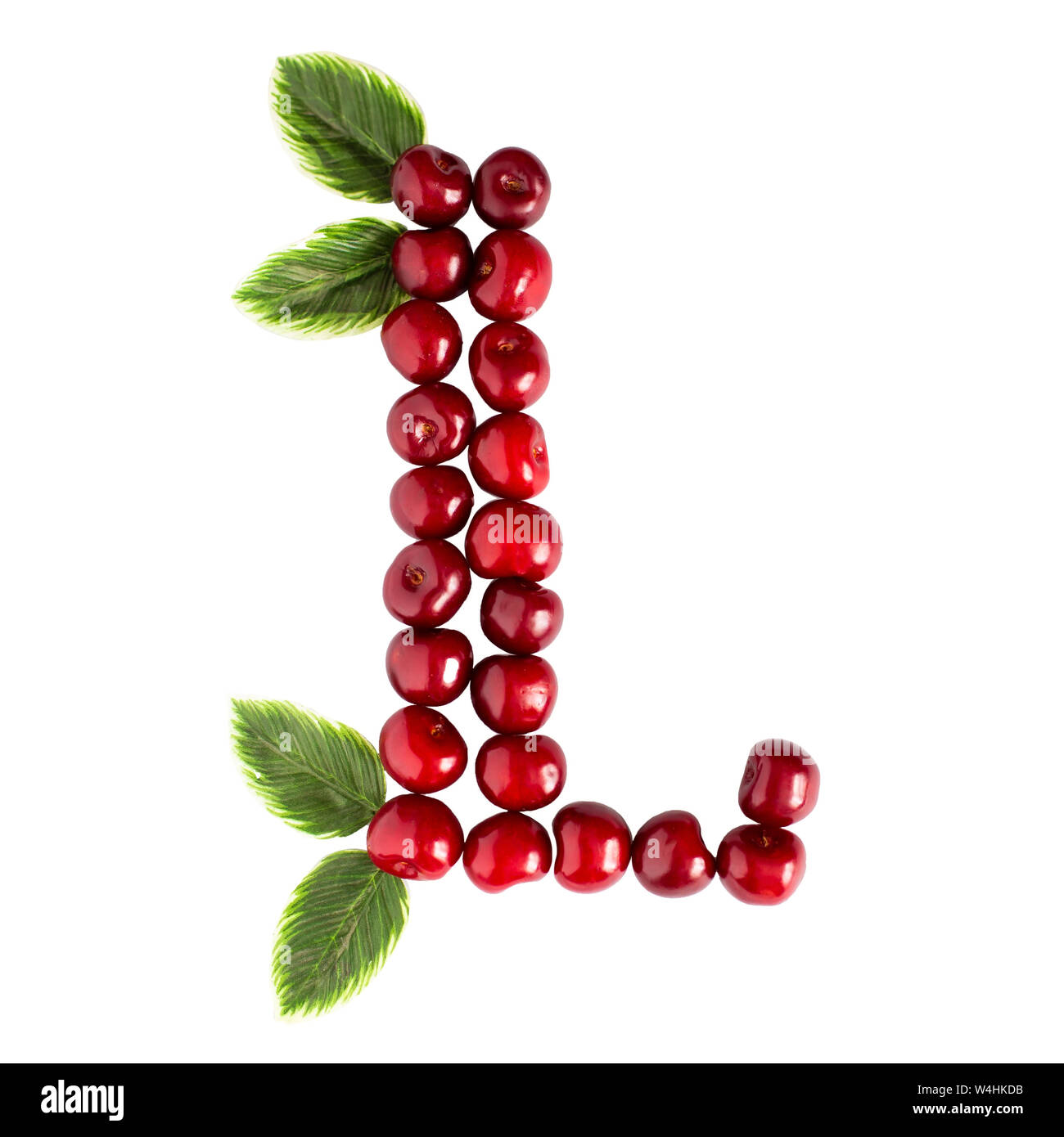 Un Anglais lettre L'alphabet de cerises mûres. Isoler sur fond blanc. L'été, concept en bonne santé. Petits fruits juteux. Banque D'Images