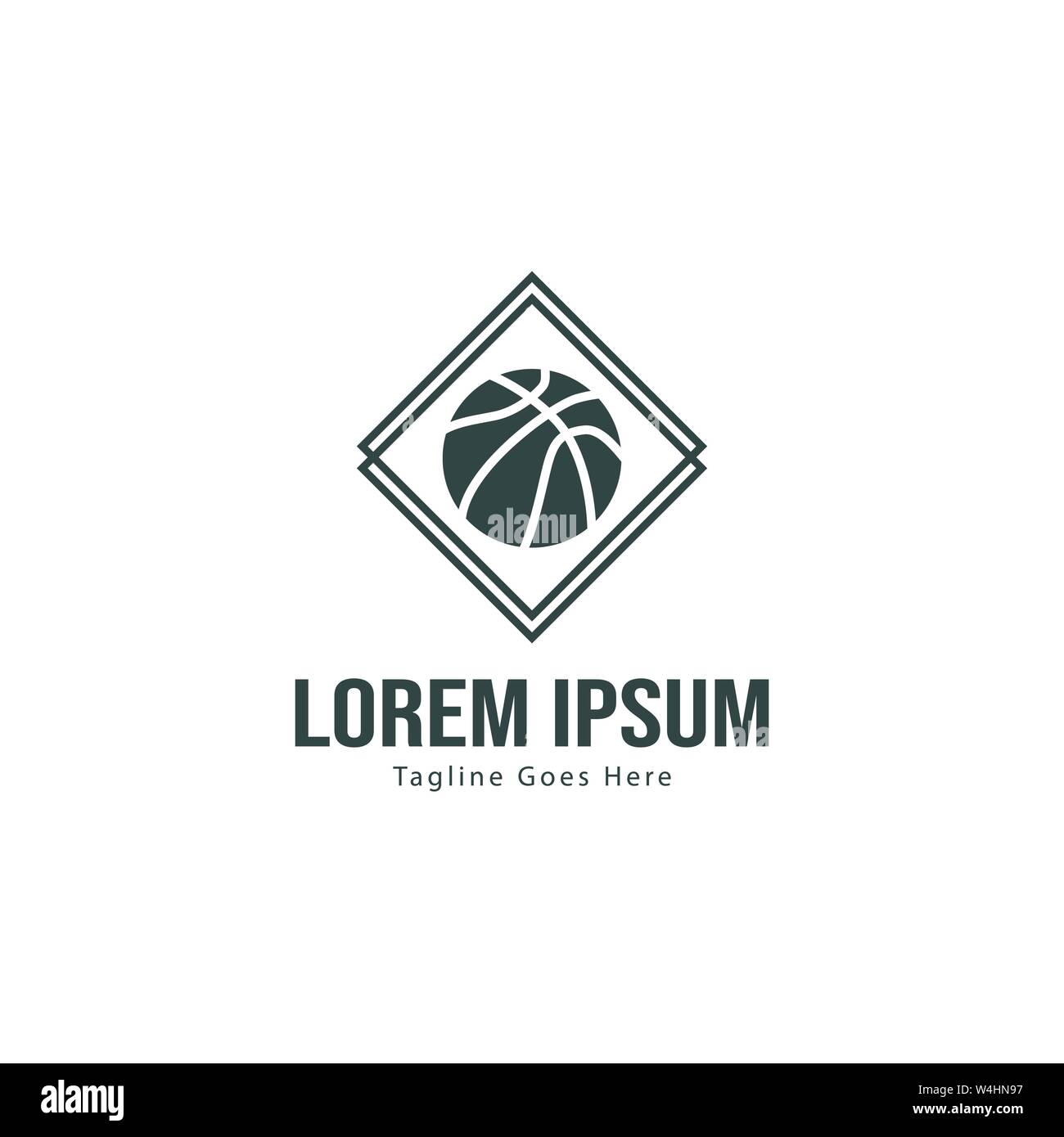 Template design logo Basket-ball. Basket-ball moderne minimaliste avec logo vecteur Conception du châssis Illustration de Vecteur