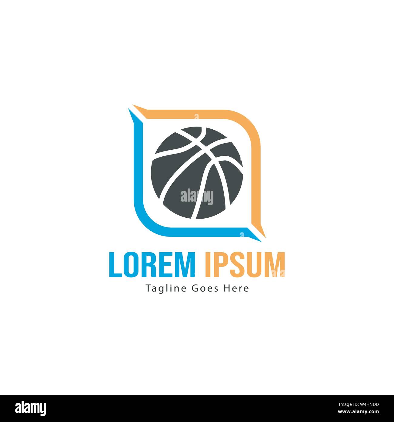 Template design logo Basket-ball. Basket-ball moderne minimaliste avec logo vecteur Conception du châssis Illustration de Vecteur