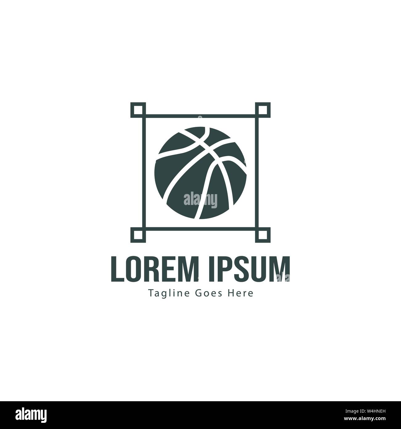 Template design logo Basket-ball. Basket-ball moderne minimaliste avec logo vecteur Conception du châssis Illustration de Vecteur