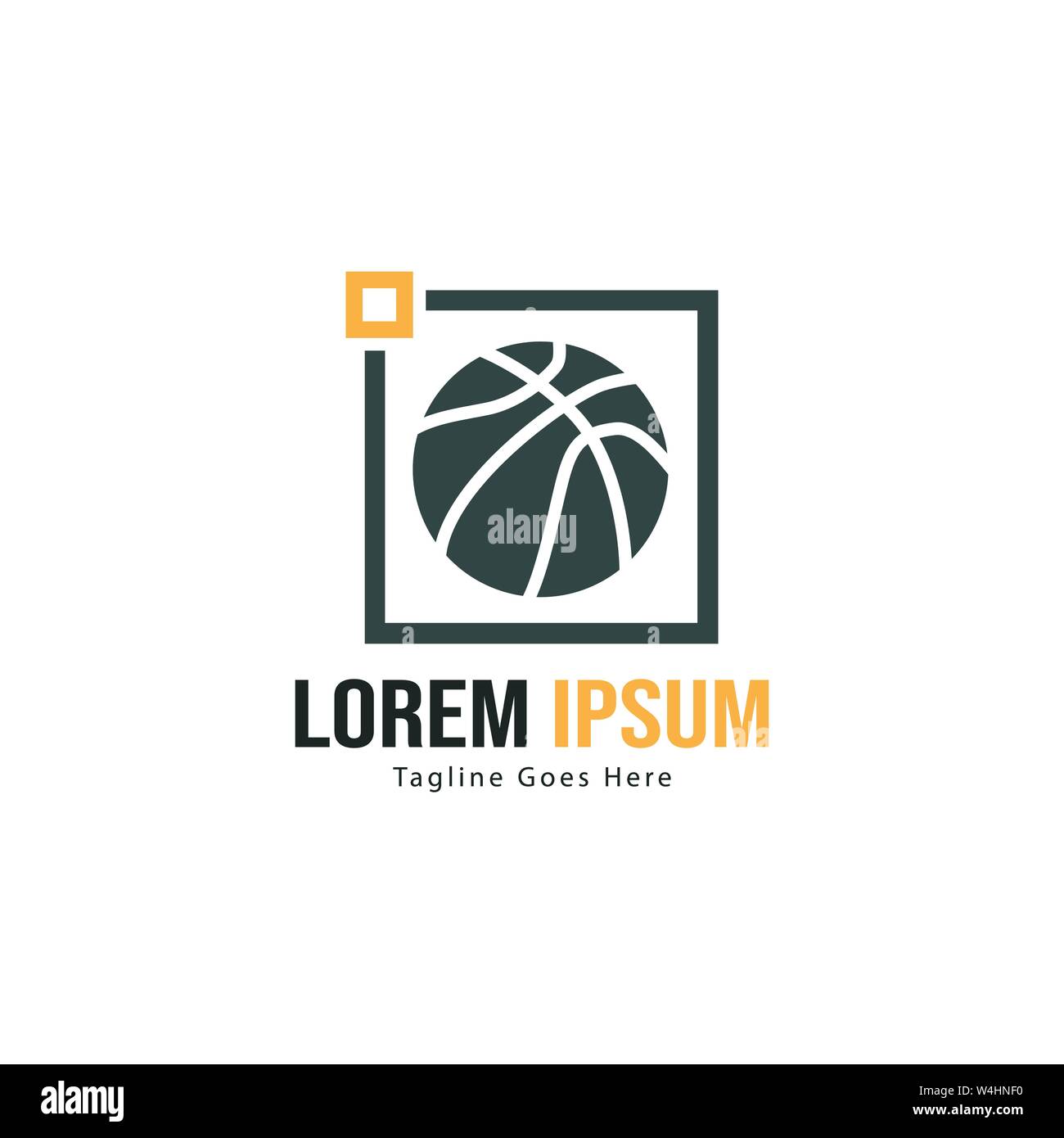 Template design logo Basket-ball. Basket-ball moderne minimaliste avec logo vecteur Conception du châssis Illustration de Vecteur