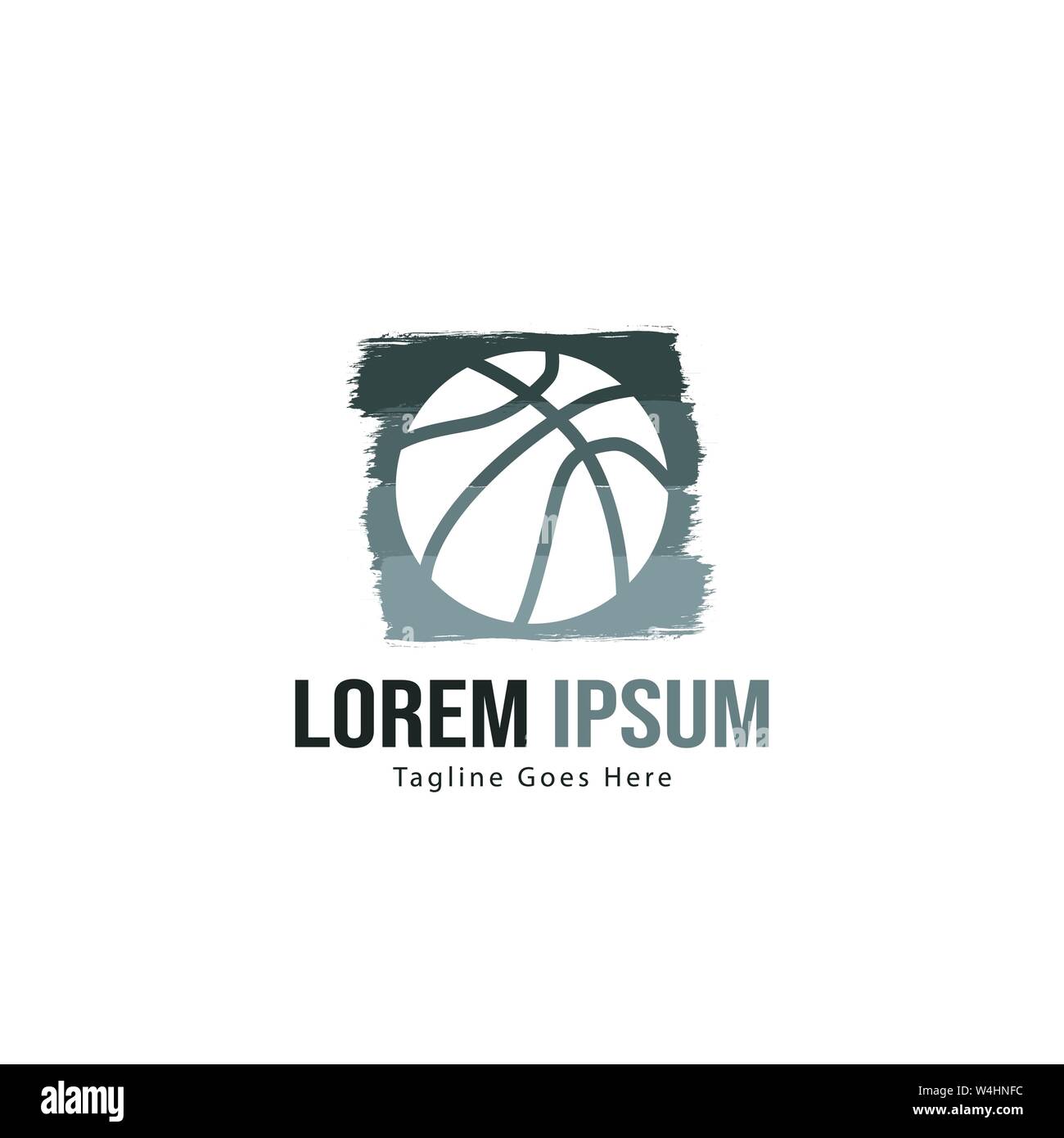 Template design logo Basket-ball. Basket-ball moderne minimaliste avec logo vecteur Conception du châssis Illustration de Vecteur