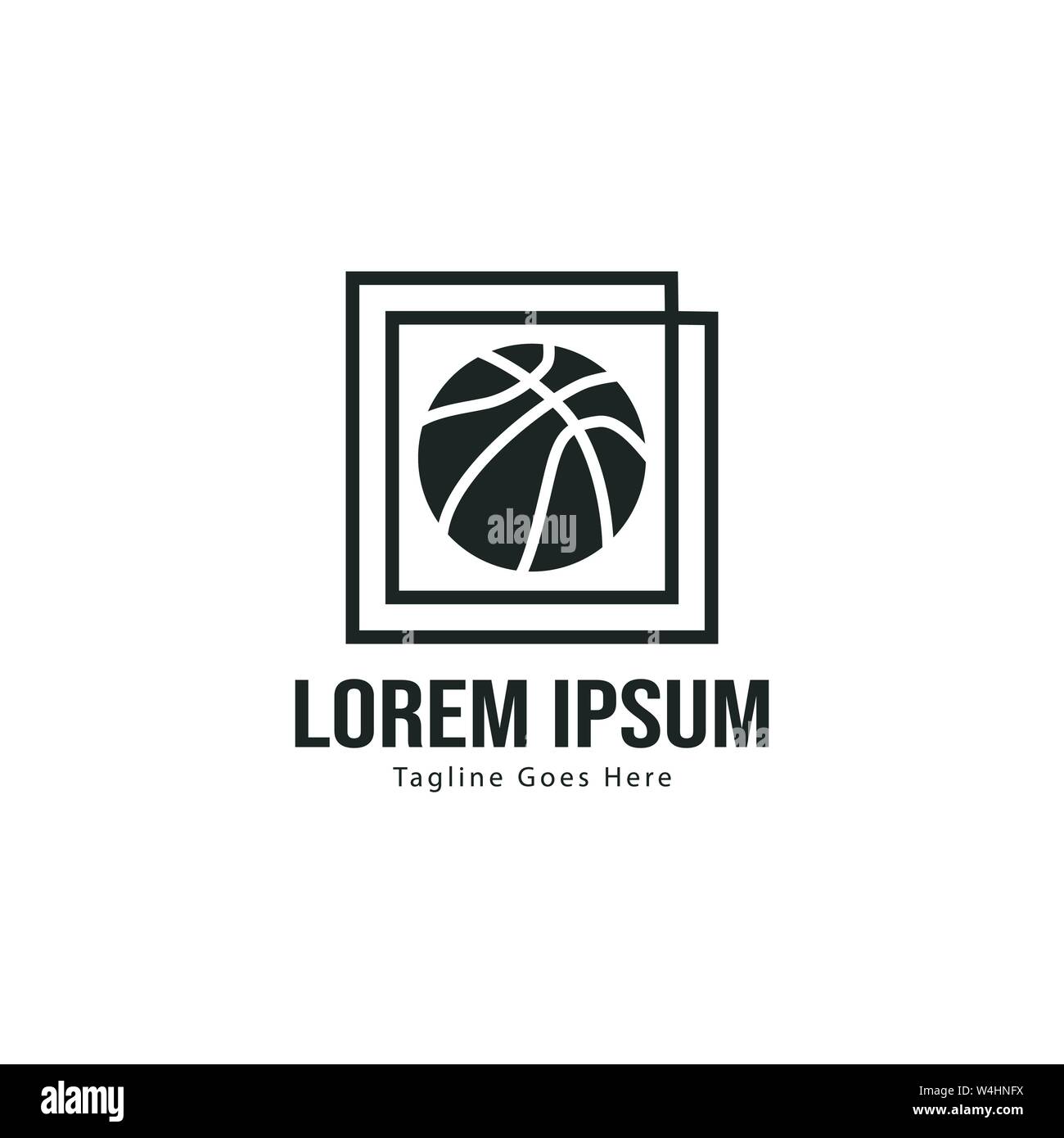Template design logo Basket-ball. Basket-ball moderne minimaliste avec logo vecteur Conception du châssis Illustration de Vecteur
