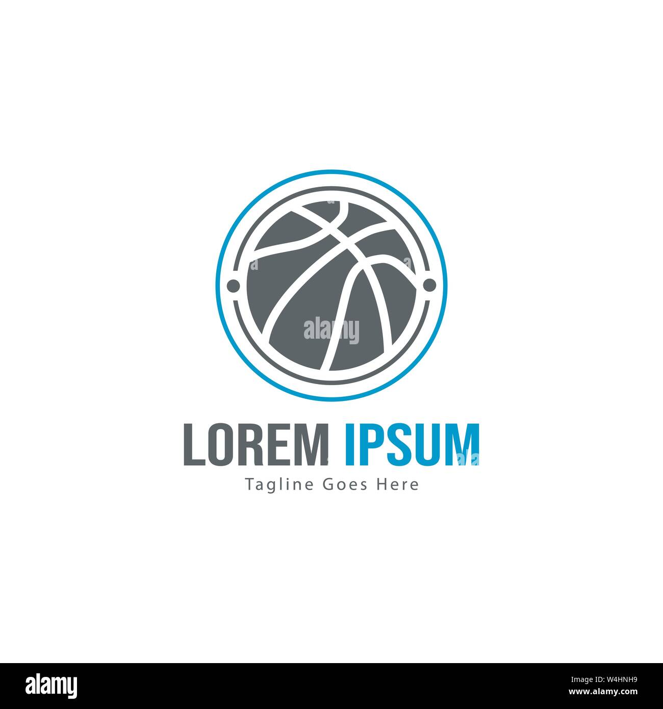 Template design logo Basket-ball. Basket-ball moderne minimaliste avec logo vecteur Conception du châssis Illustration de Vecteur